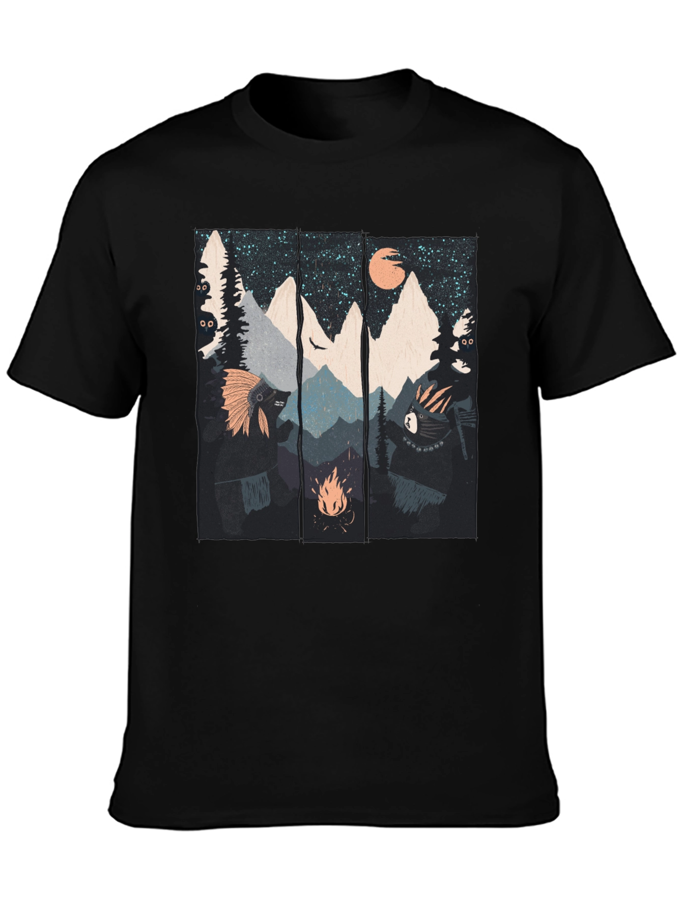 Mountain Campfire Bear Graphic Tee
