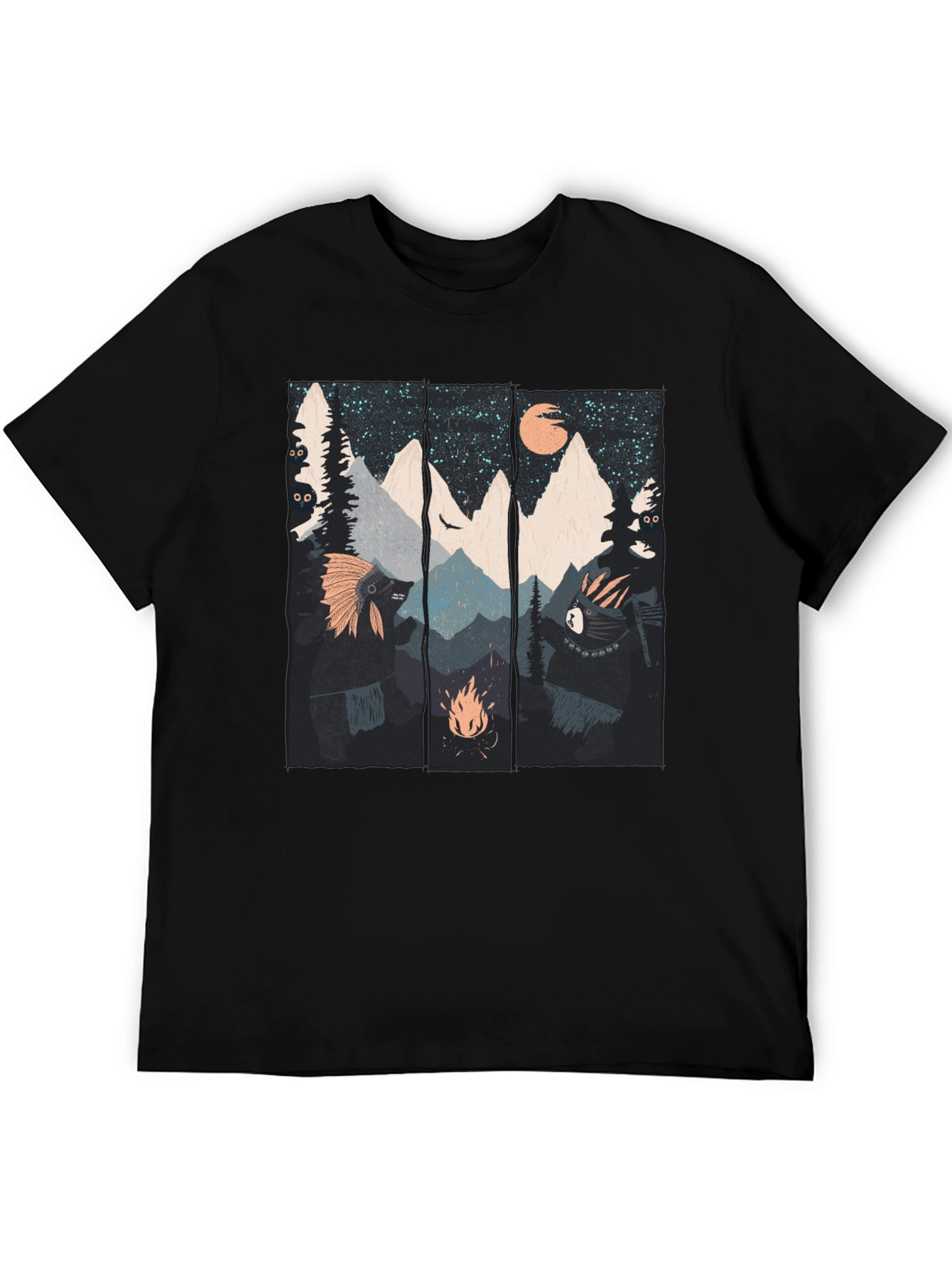 Mountain Campfire Bear Graphic Tee