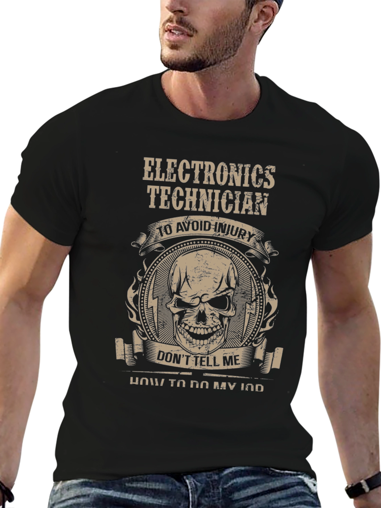 Electronics Technician T-Shirt - Skull Design