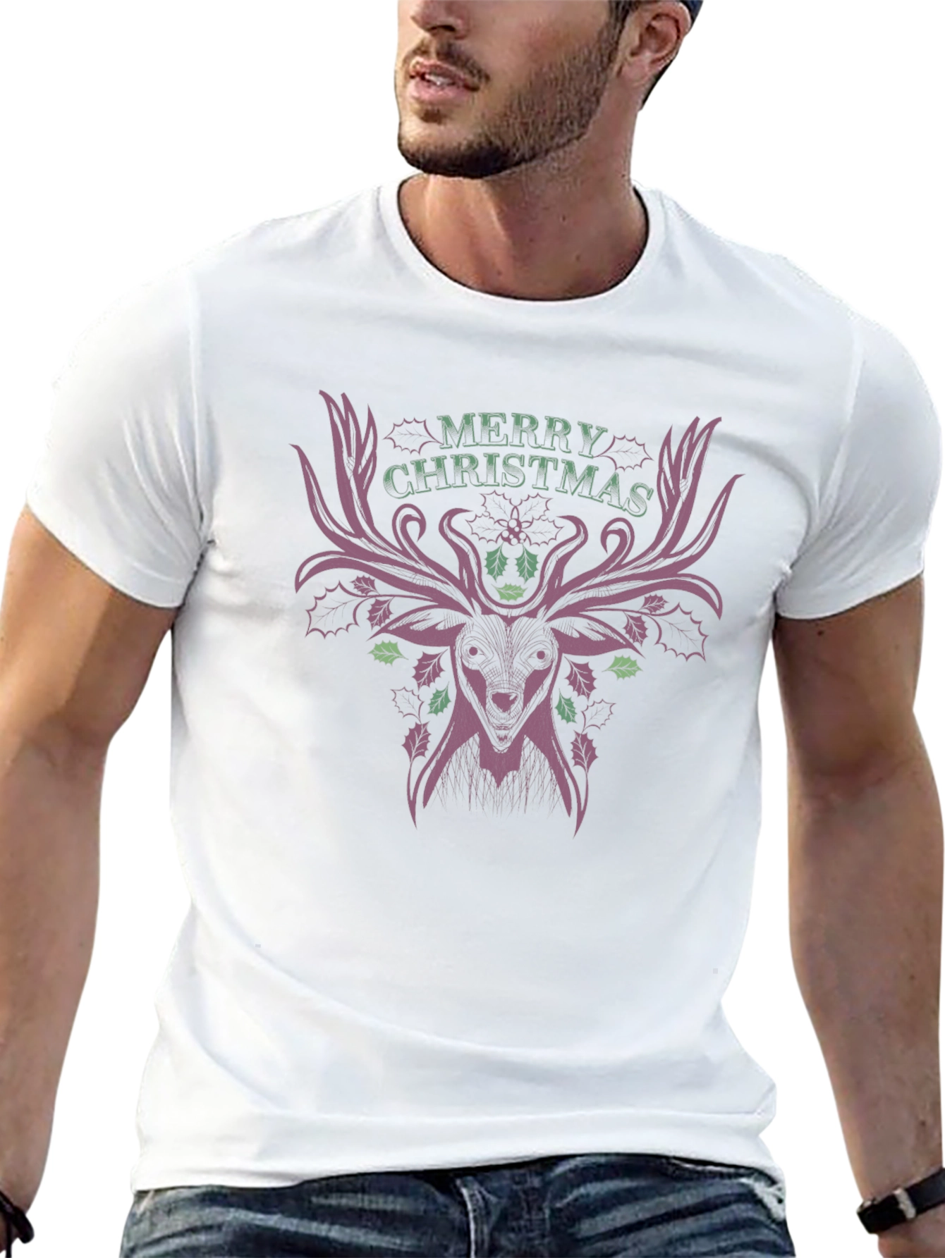 Merry Christmas Deer T-Shirt - Festive Holiday Style