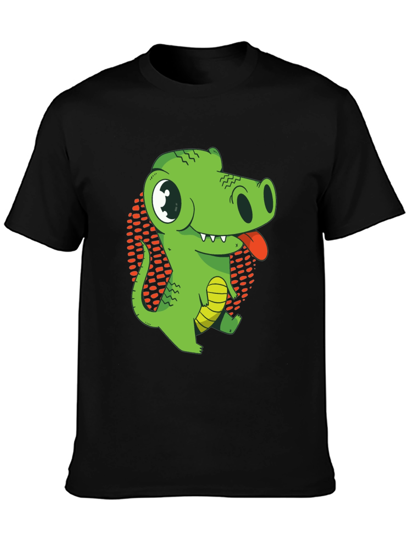 Cartoon Crocodile Graphic T-Shirt - Black Cotton Tee