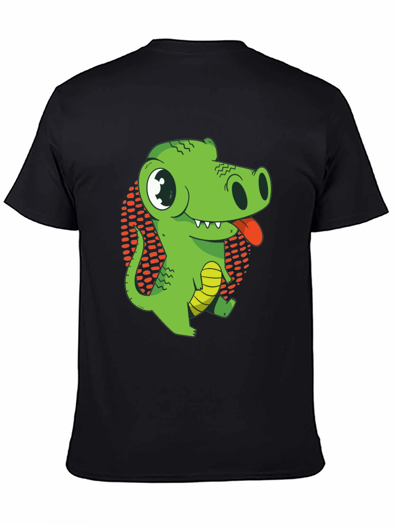 Cartoon Crocodile Graphic T-Shirt - Black Cotton Tee
