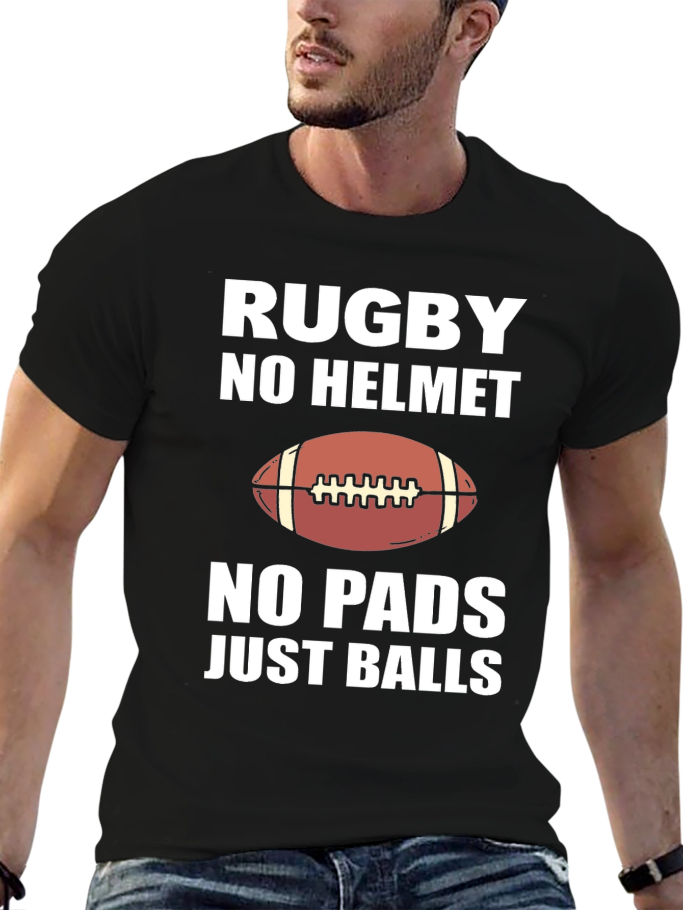 Rugby No Helmet No Pads Graphic Tee