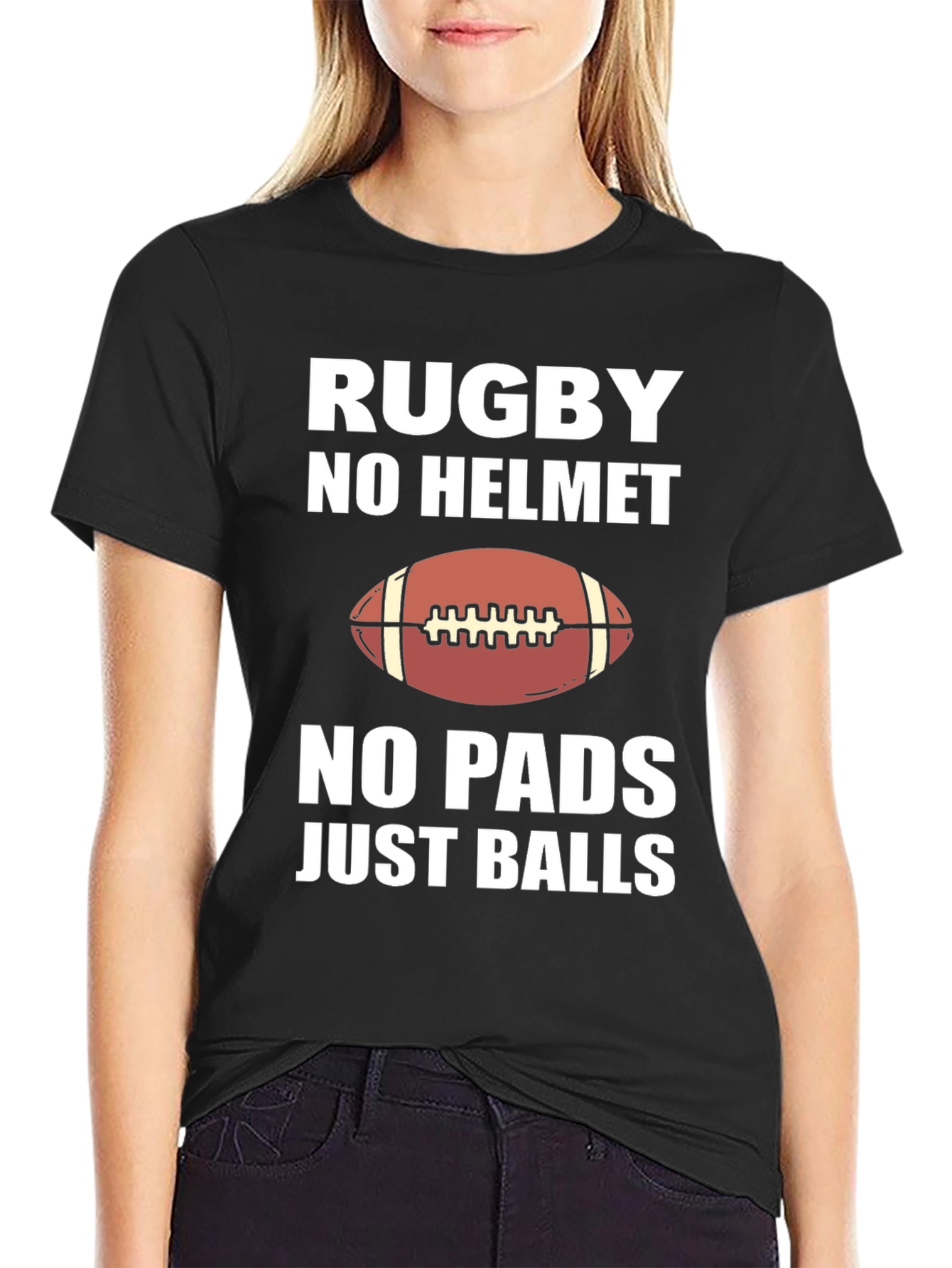 Rugby No Helmet No Pads Graphic Tee