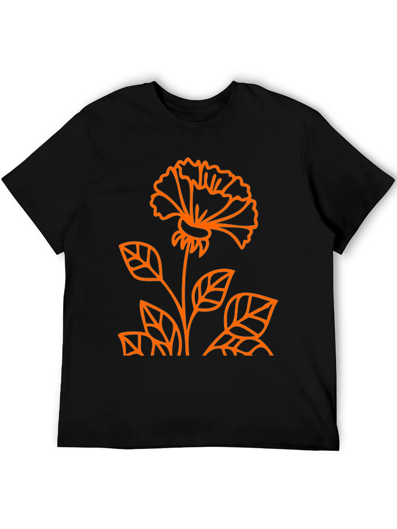 Black Tee with Orange Flower Graphic
