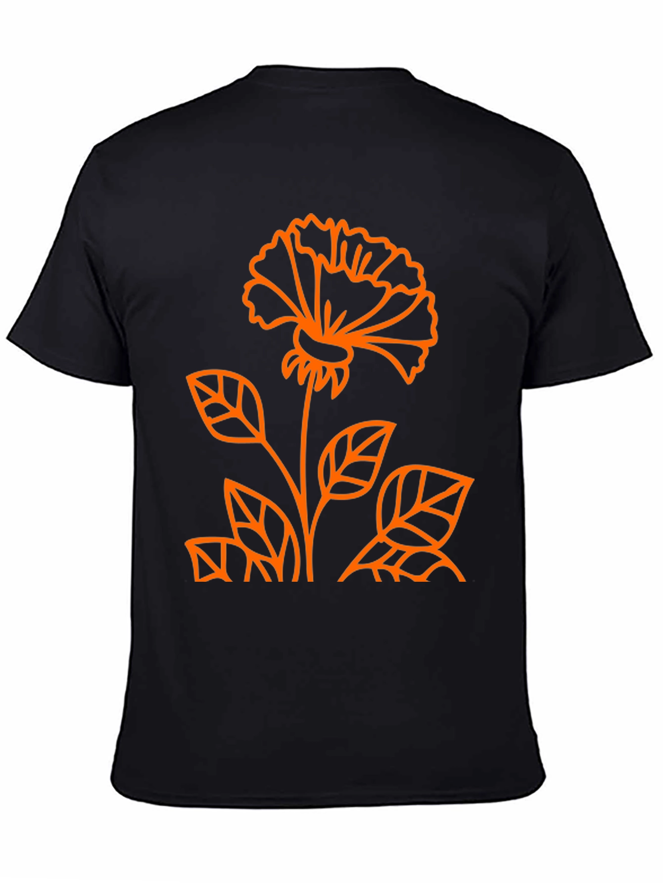 Black Tee with Orange Flower Graphic