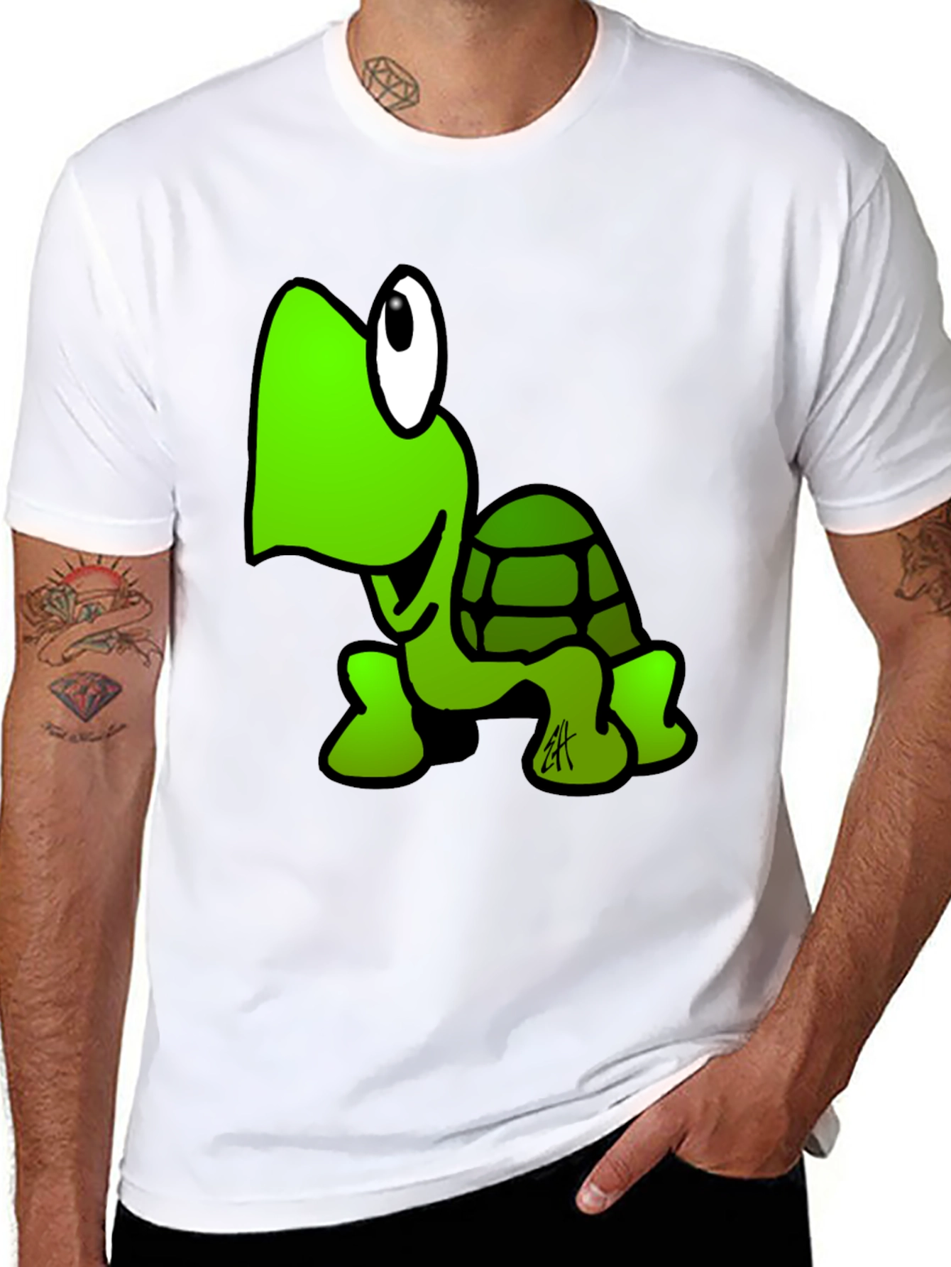 Cartoon Turtle Black T-Shirt