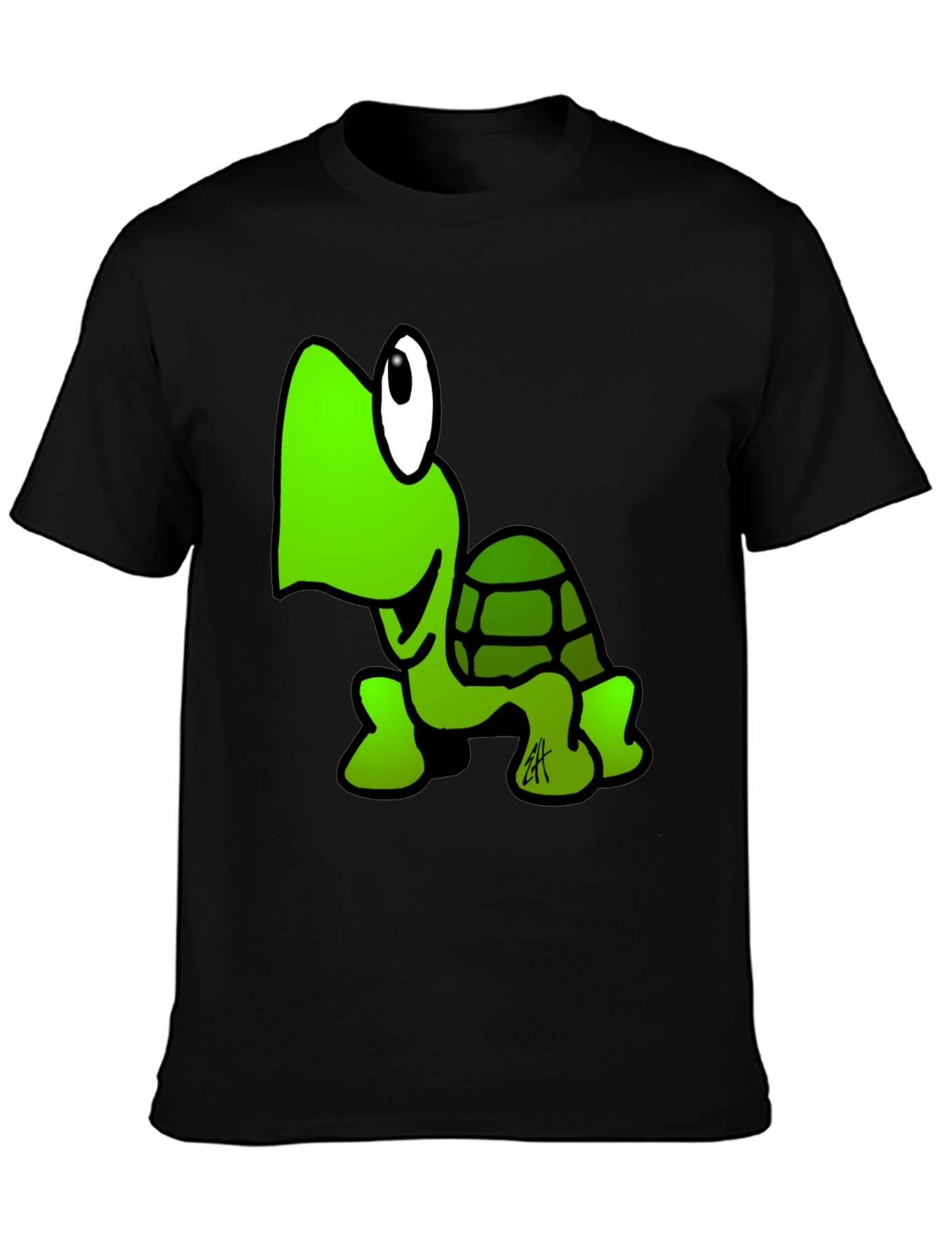 Cartoon Turtle Black T-Shirt