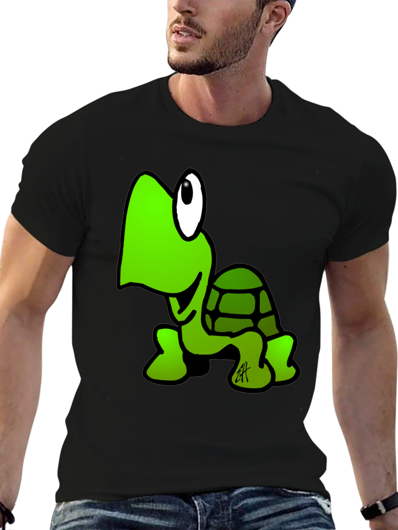 Cartoon Turtle Black T-Shirt