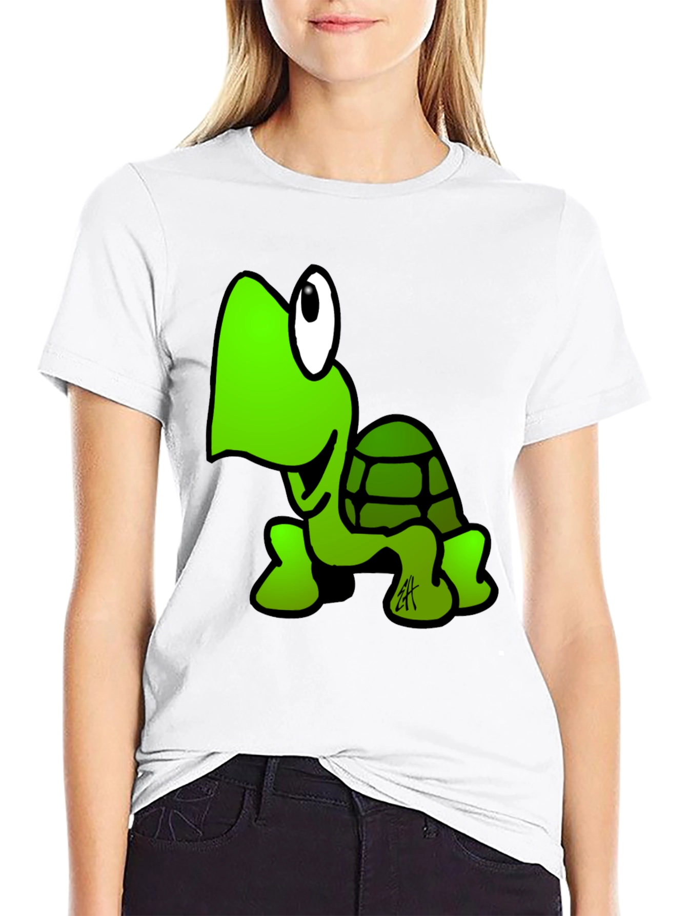 Cartoon Turtle Black T-Shirt