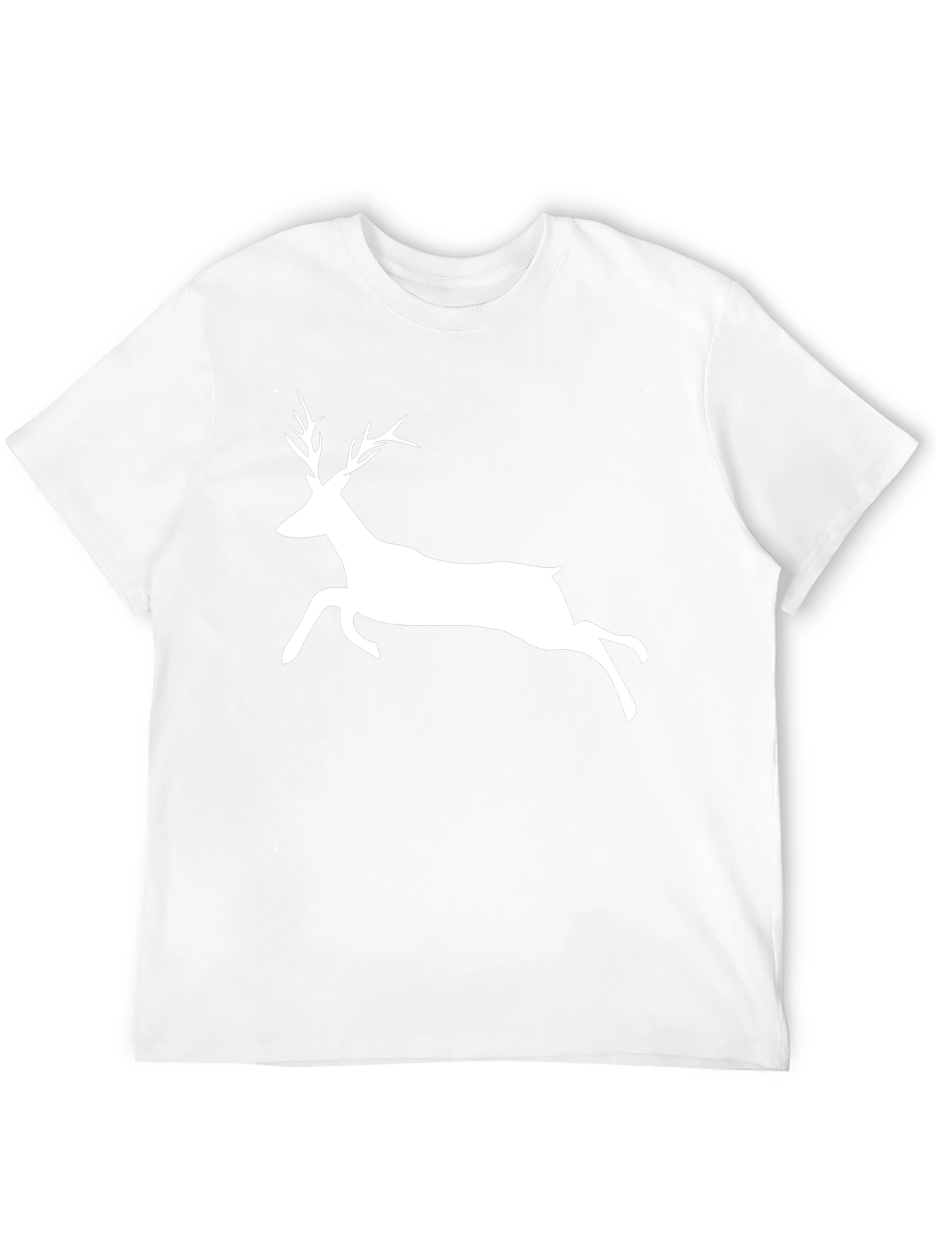 Mens Black T-Shirt with White Deer Graphic