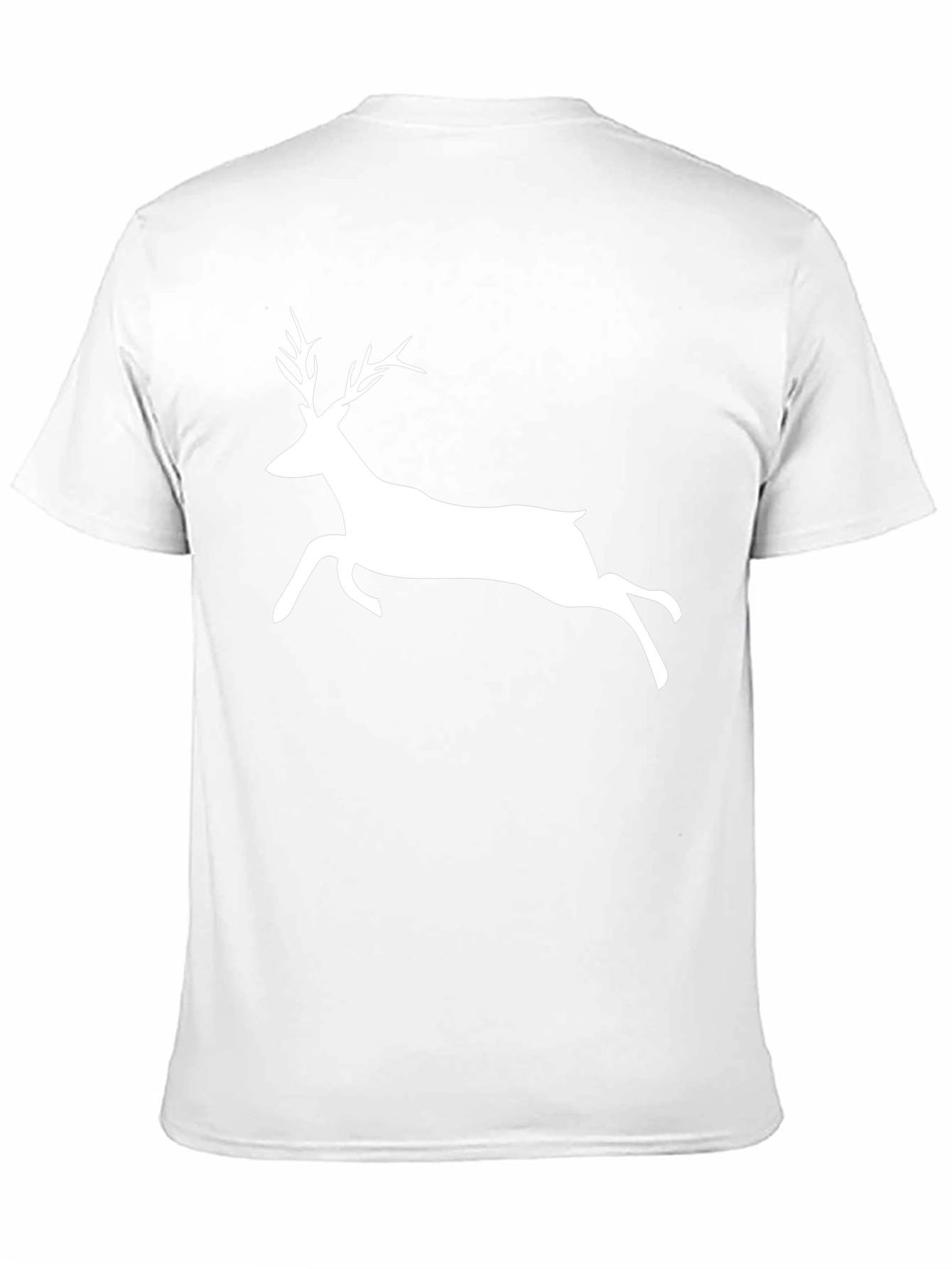 Mens Black T-Shirt with White Deer Graphic
