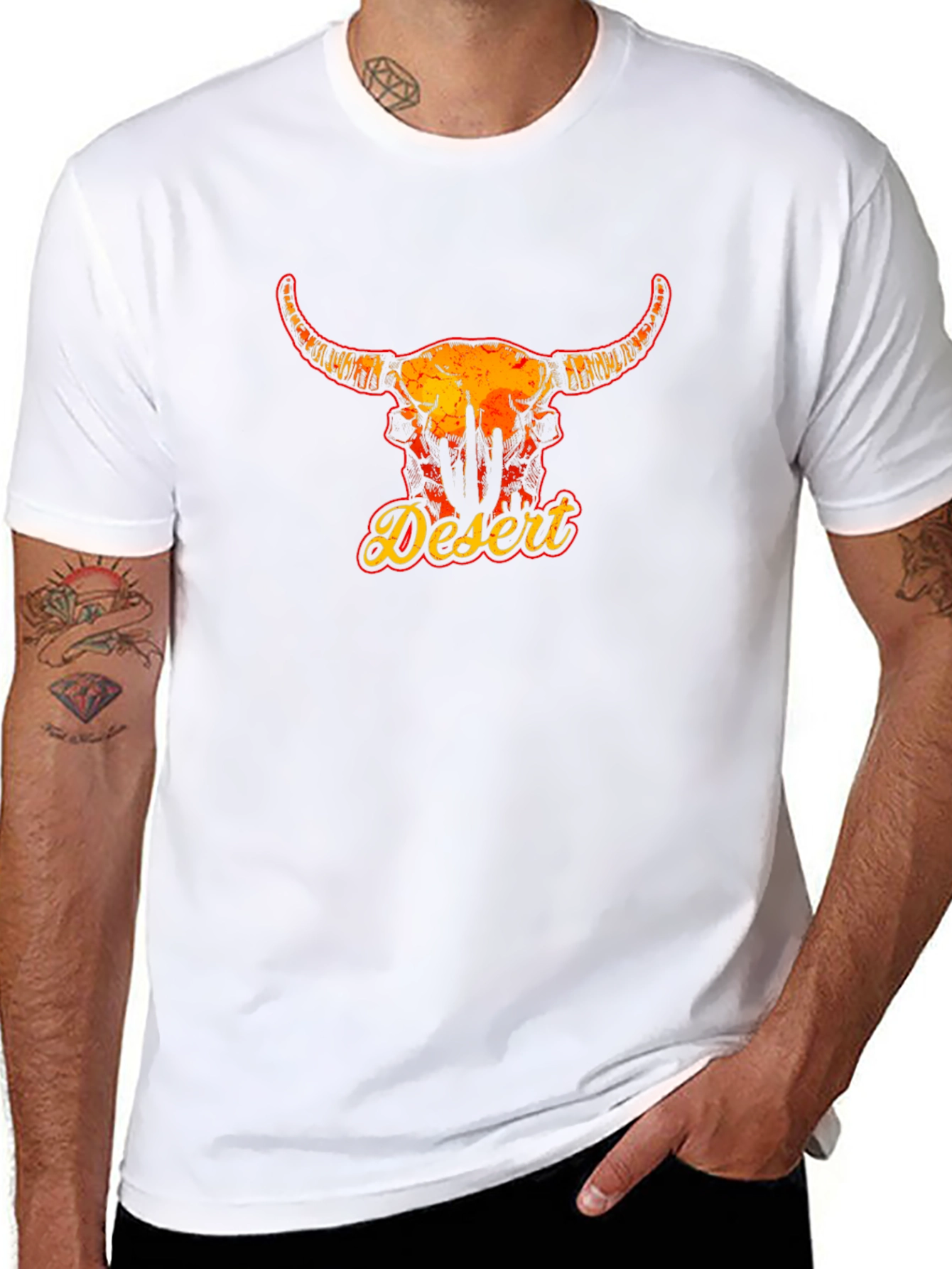 Desert Bull Skull Graphic Tee - Black Unisex T-Shirt