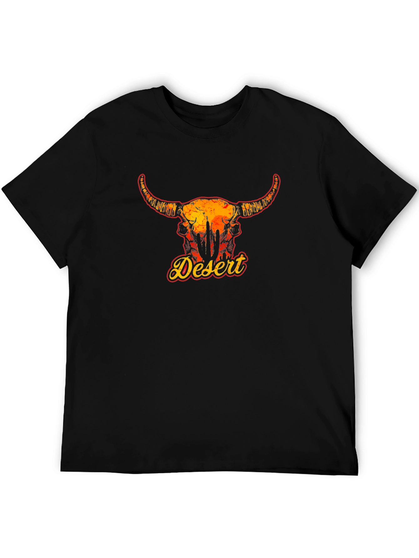 Desert Bull Skull Graphic Tee - Black Unisex T-Shirt