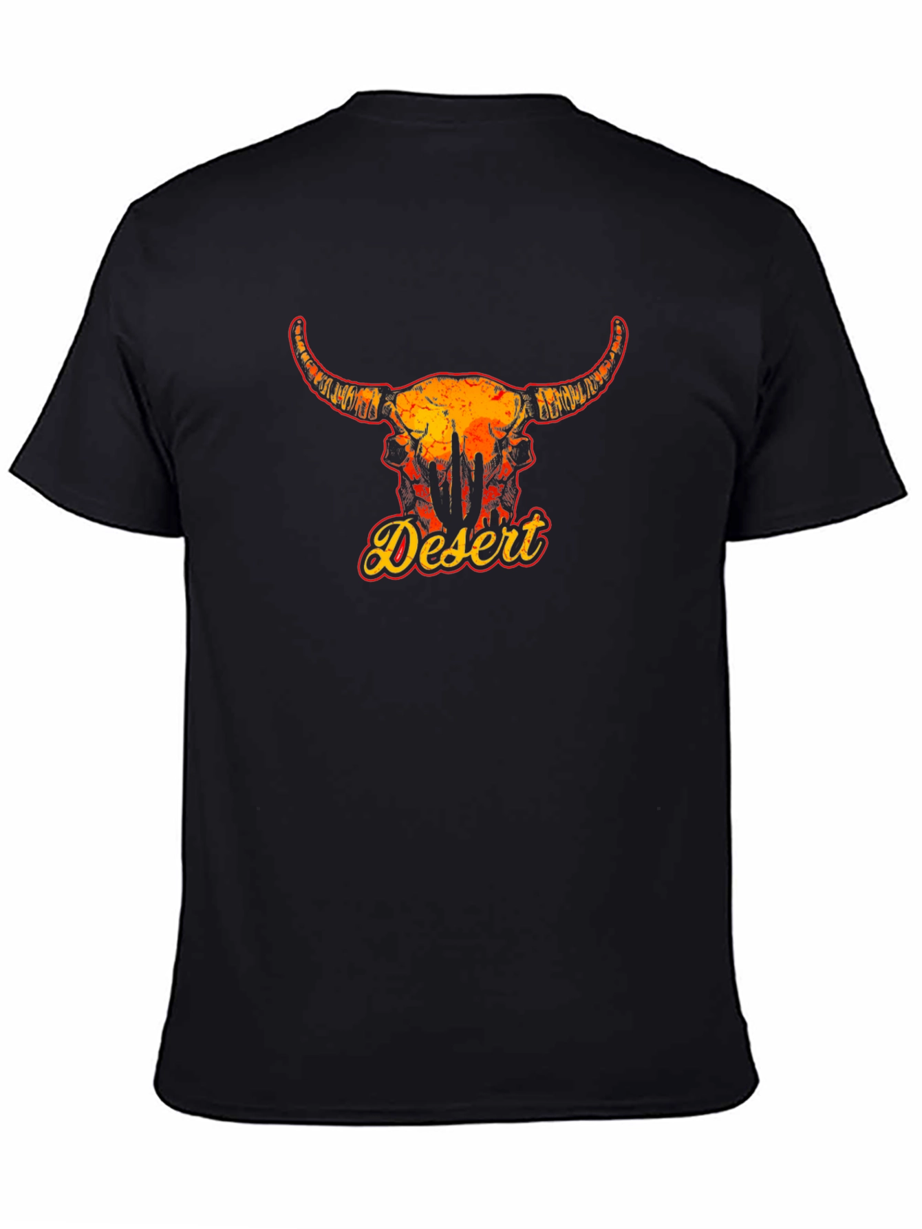 Desert Bull Skull Graphic Tee - Black Unisex T-Shirt