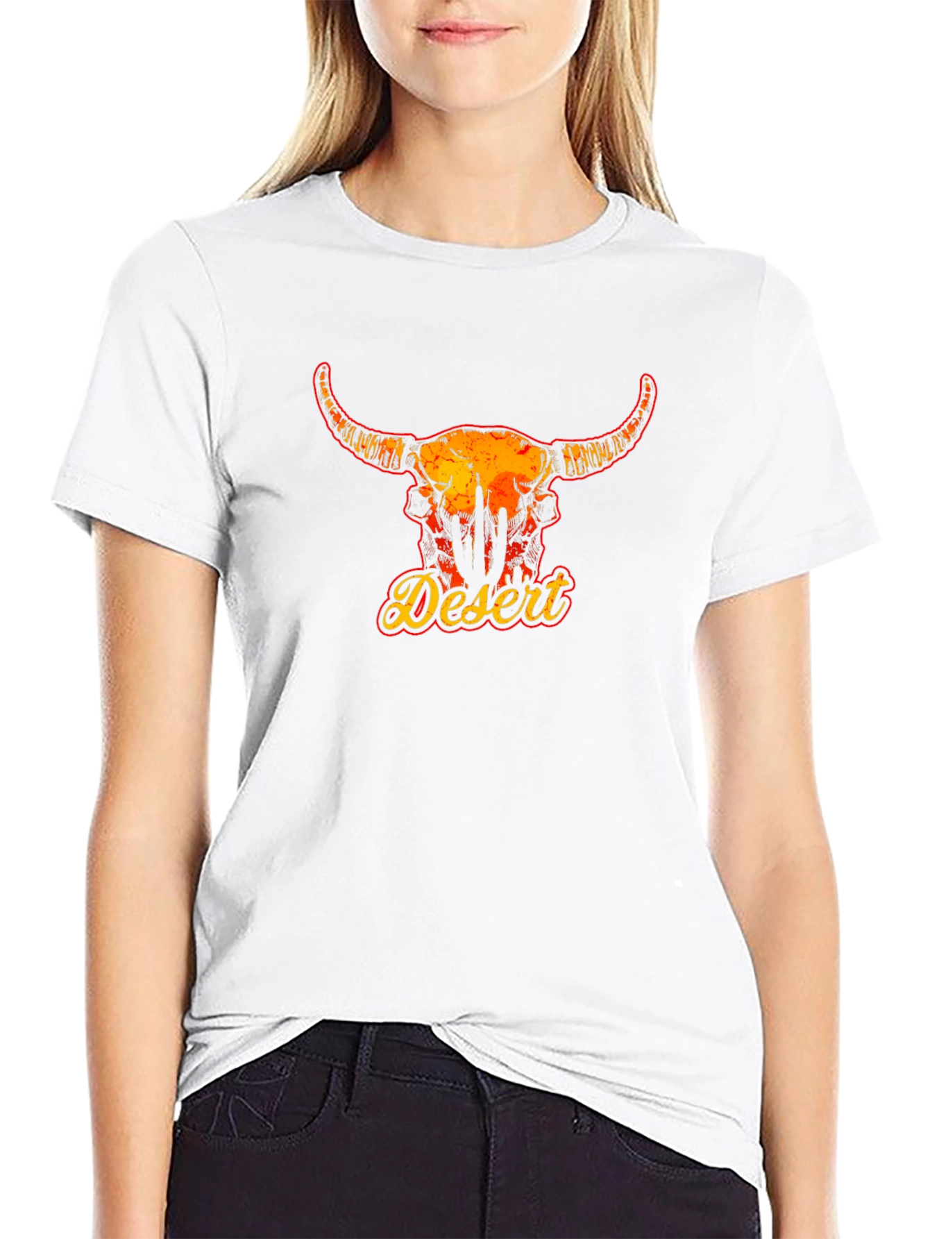 Desert Bull Skull Graphic Tee - Black Unisex T-Shirt