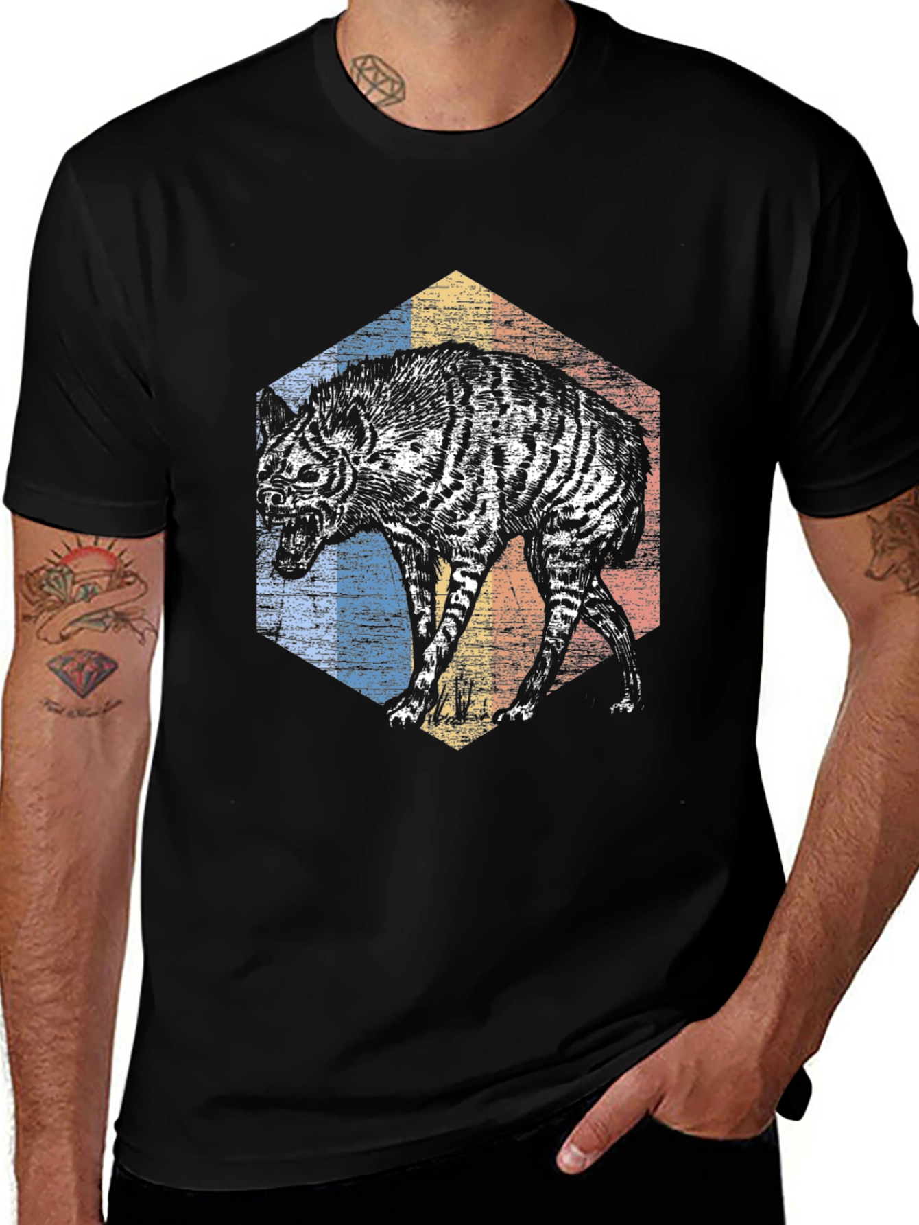 Hyena Graphic Tee - Mens Black T-Shirt