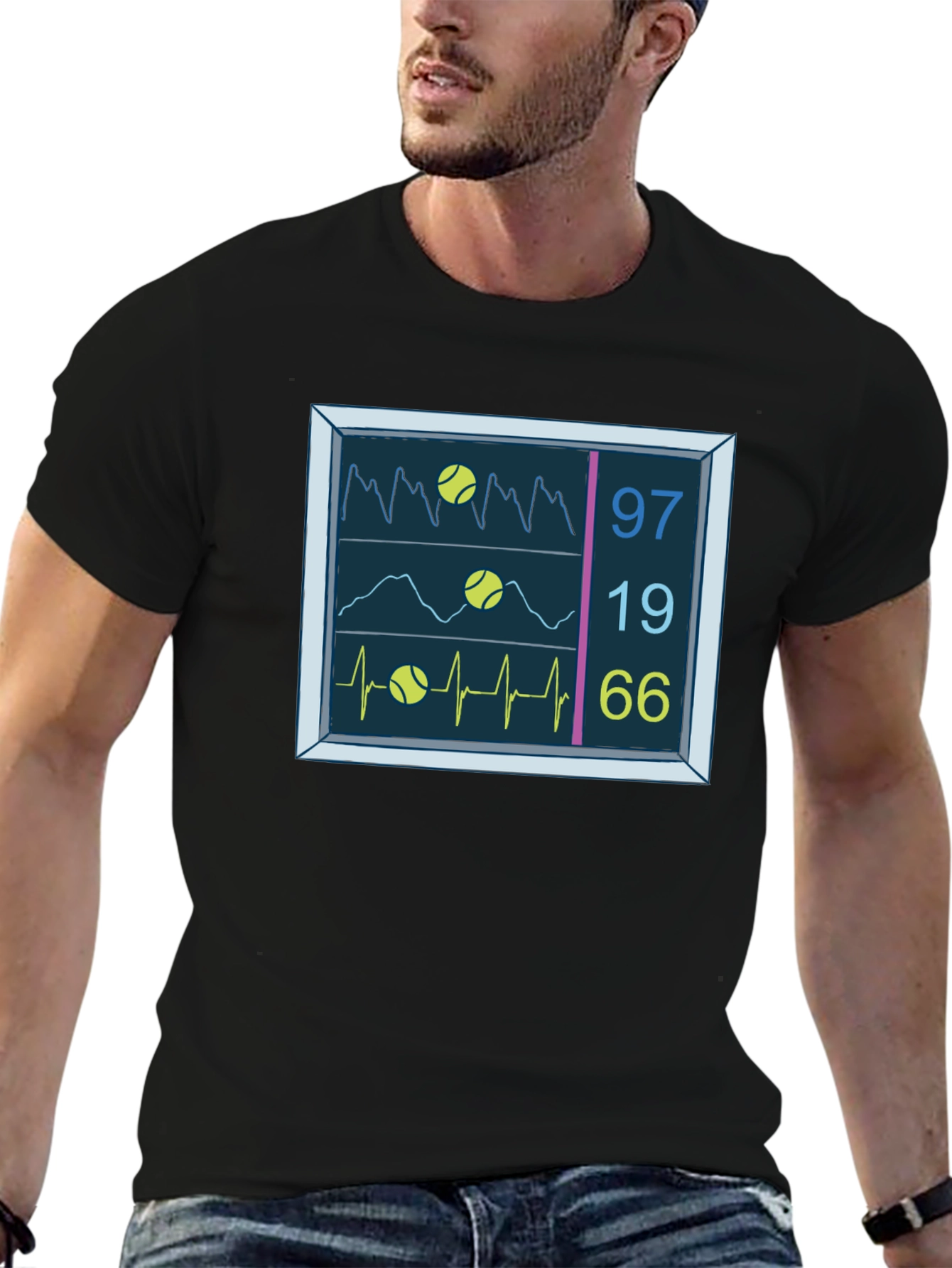 Tennis Vital Signs Black T-Shirt