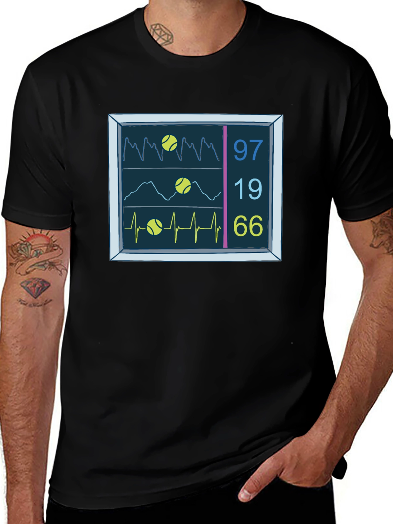 Tennis Vital Signs Black T-Shirt