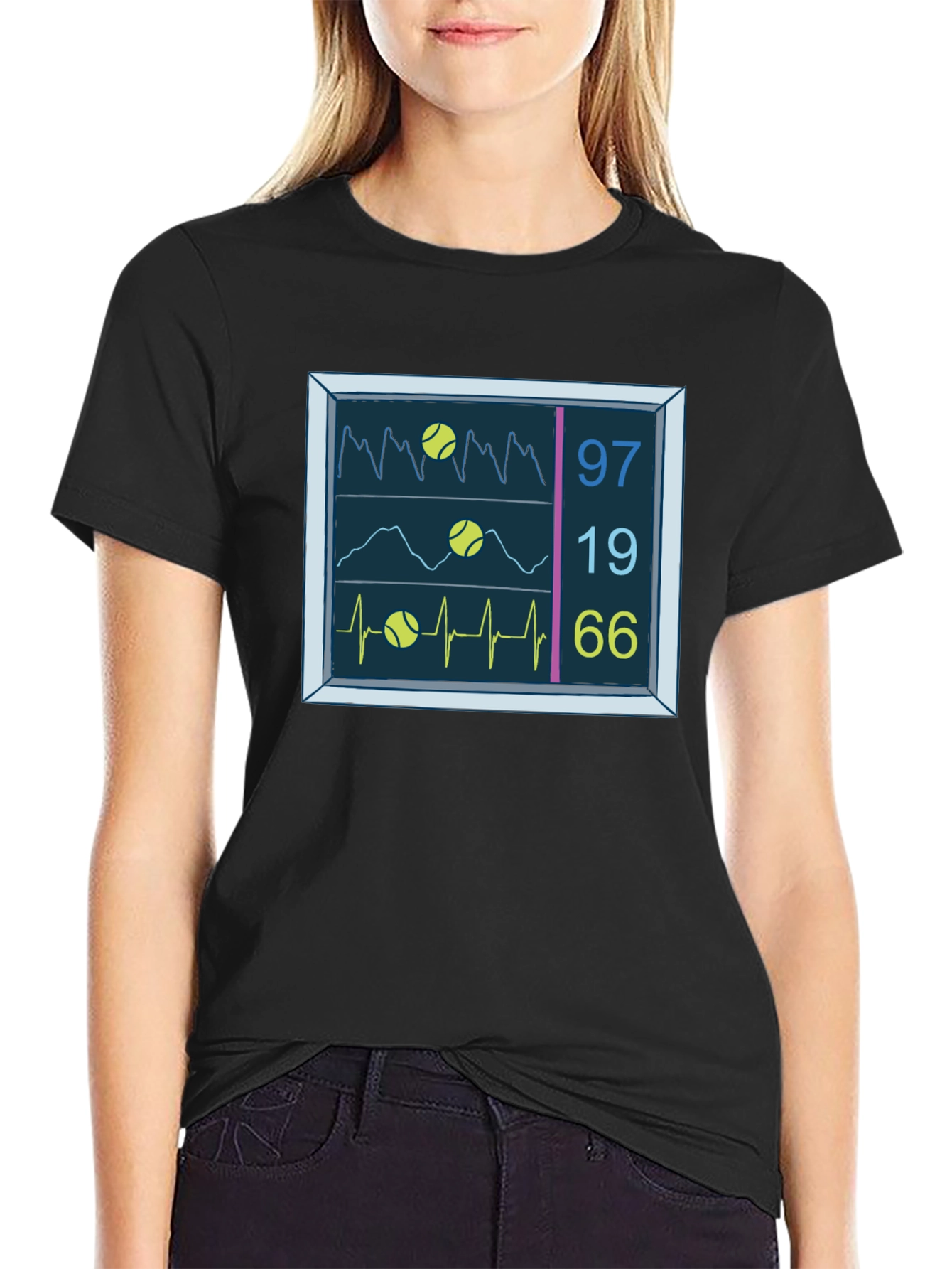 Tennis Vital Signs Black T-Shirt