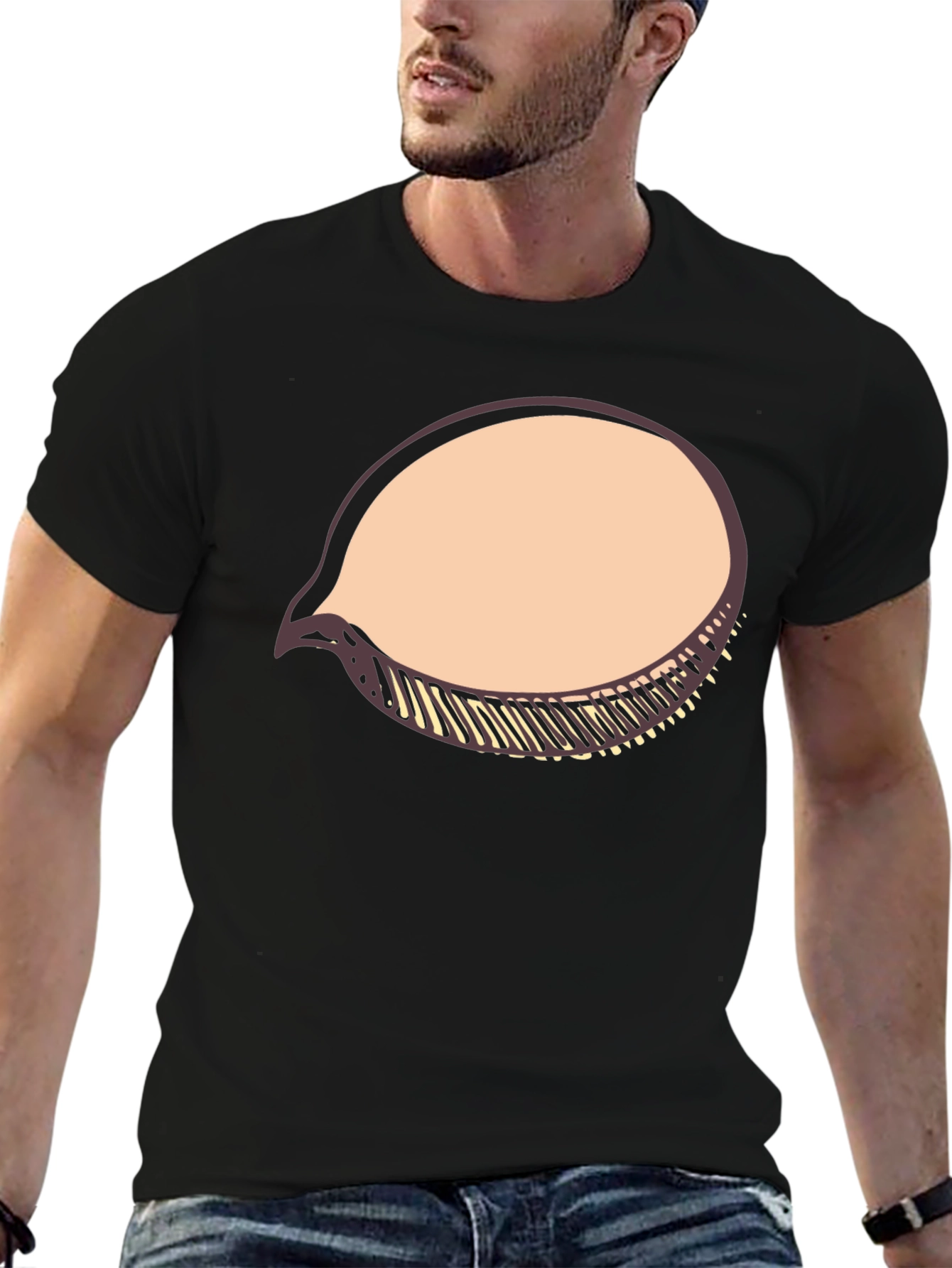 Black T-Shirt with Speech Bubble Graphic