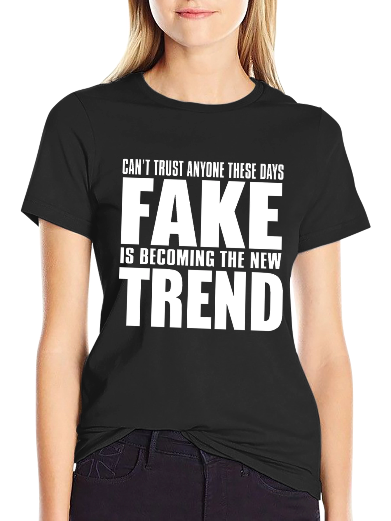 Fake is the New Trend Black Graphic Tee