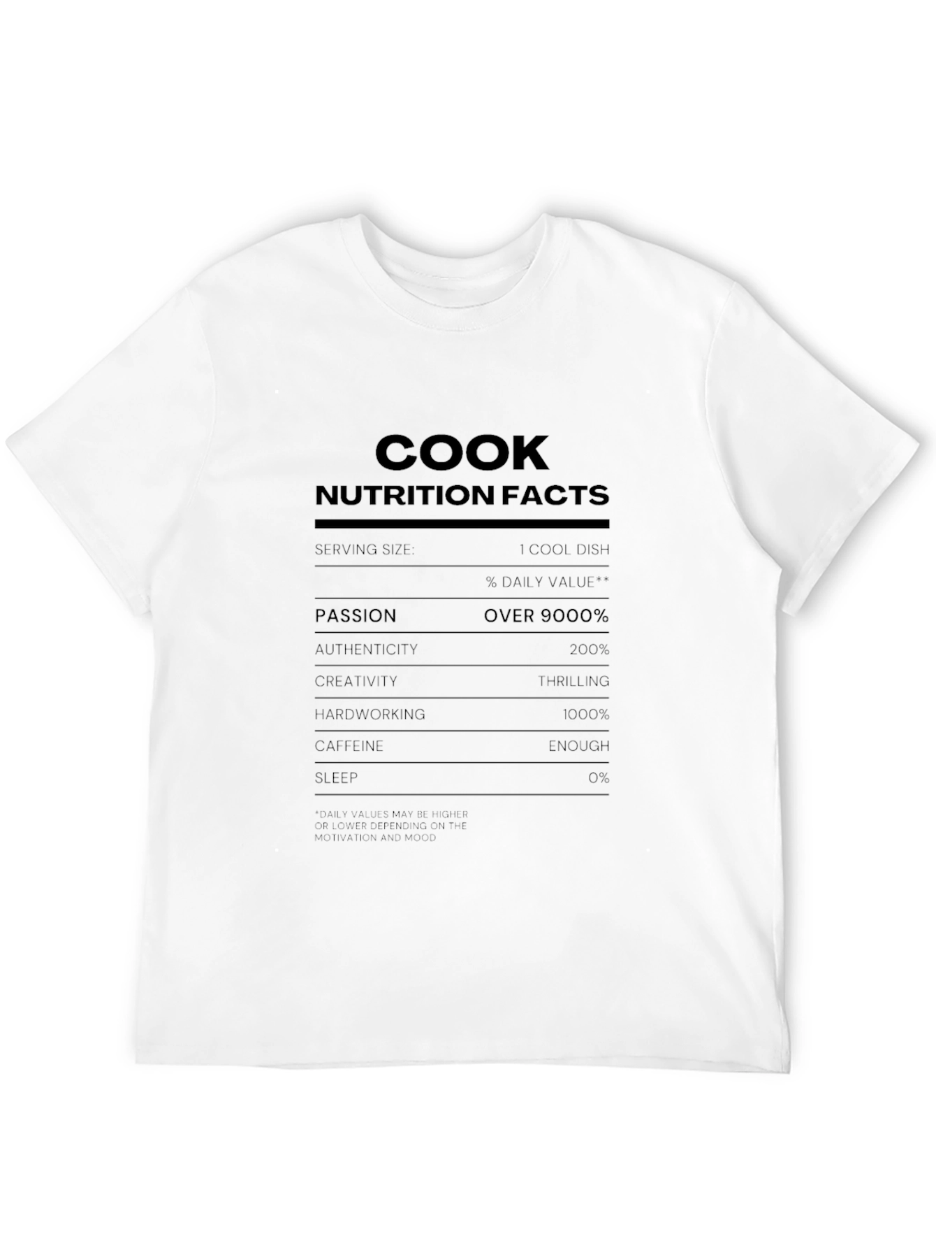Cook Nutrition Facts Black T-Shirt