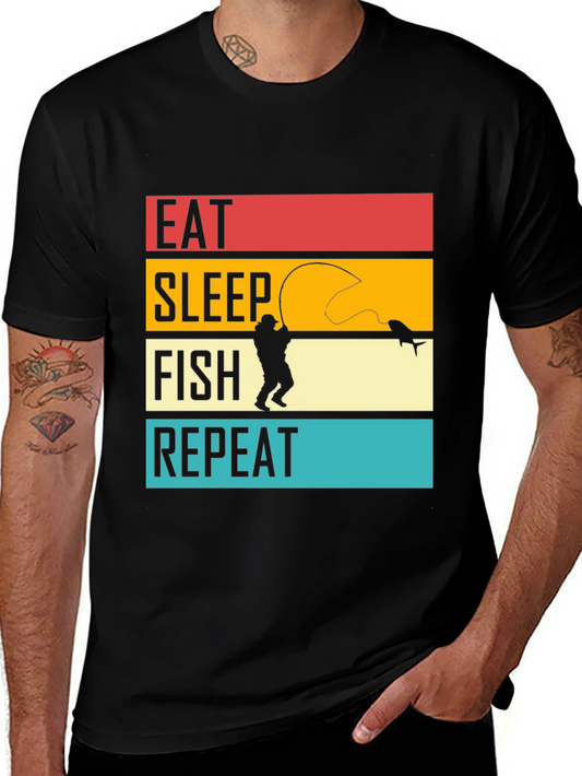 Eat Sleep Fish Repeat Graphic Tee - Anglers Humor