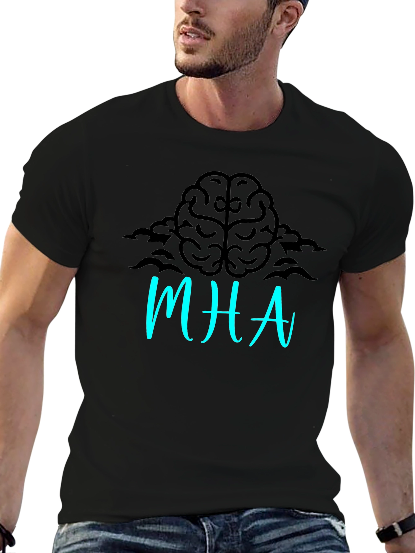 Brainy MHA Graphic Tee - Black Cotton Blend
