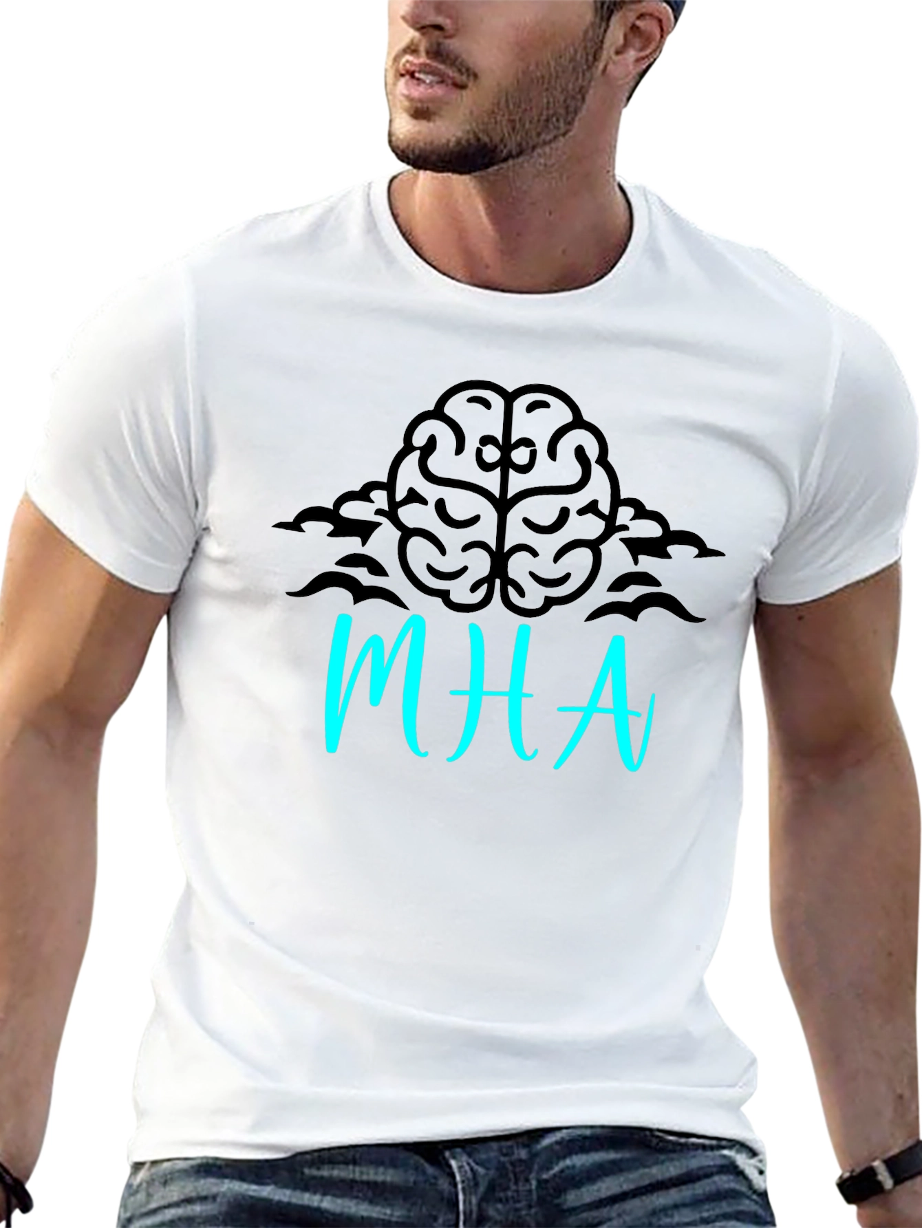 Brainy MHA Graphic Tee - Black Cotton Blend