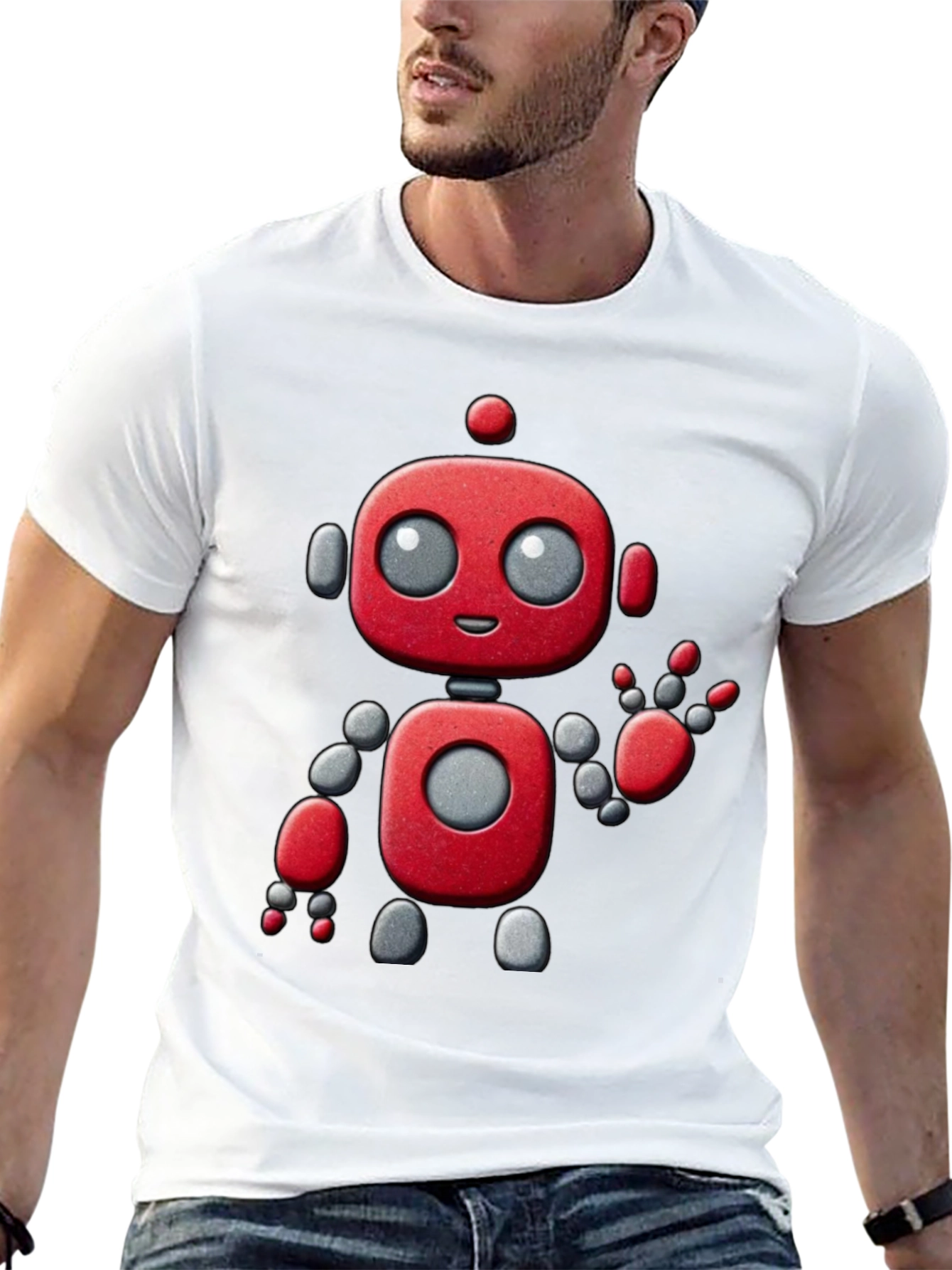 Robot Graphic Tee - Fun & Stylish Black T-Shirt