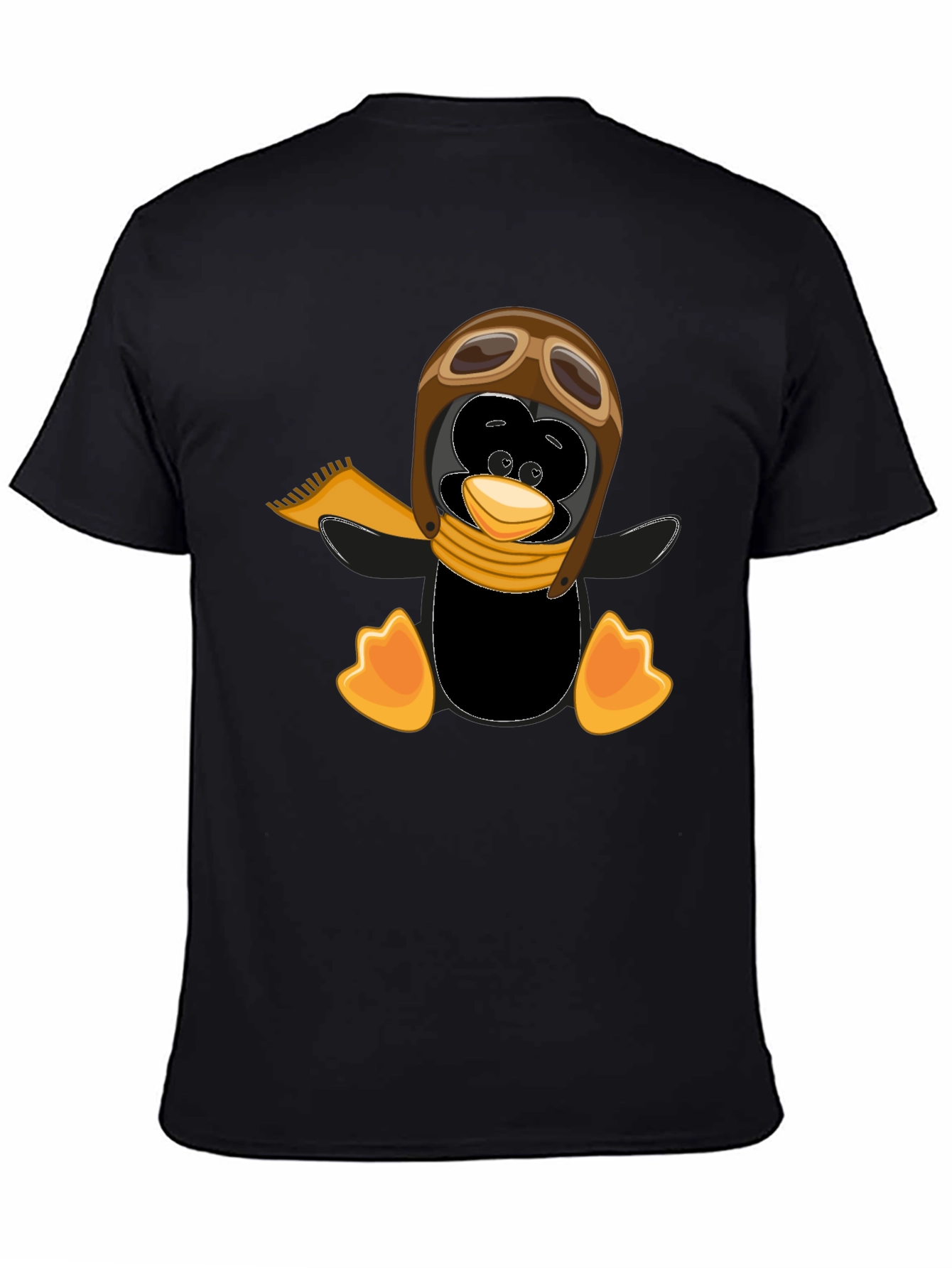 Penguin Aviator Graphic Tee - Black Cotton T-Shirt