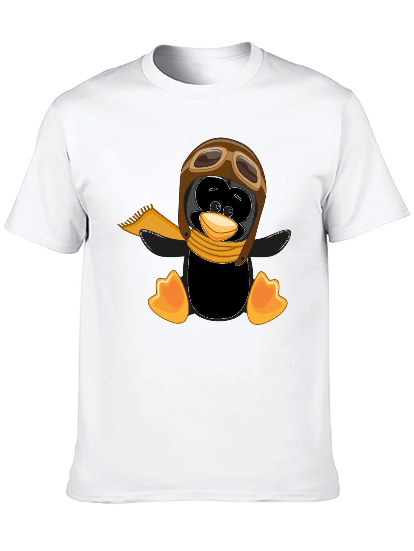 Penguin Aviator Graphic Tee - Black Cotton T-Shirt