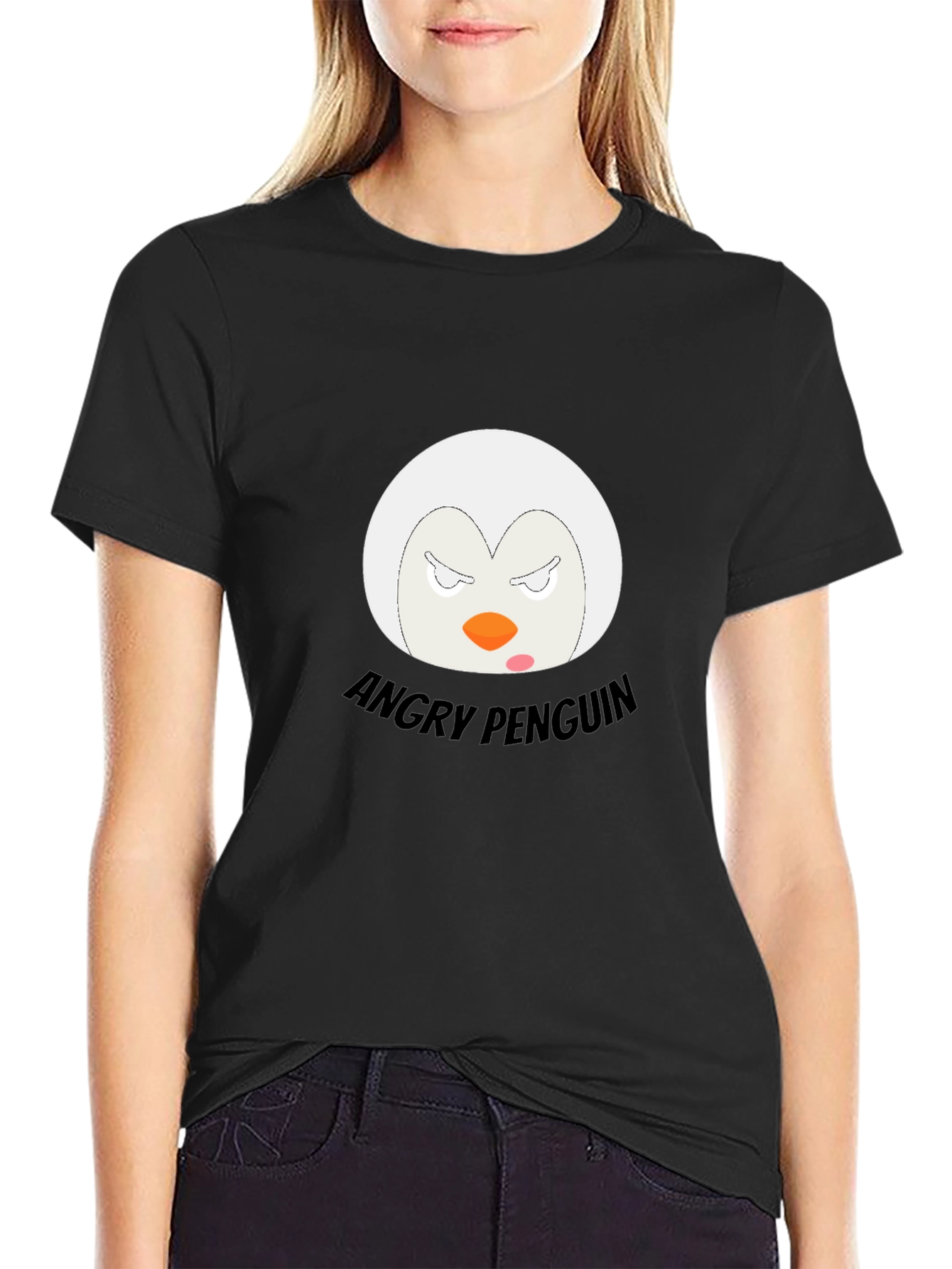 Angry Penguin Graphic T-Shirt - Black Cotton Tee