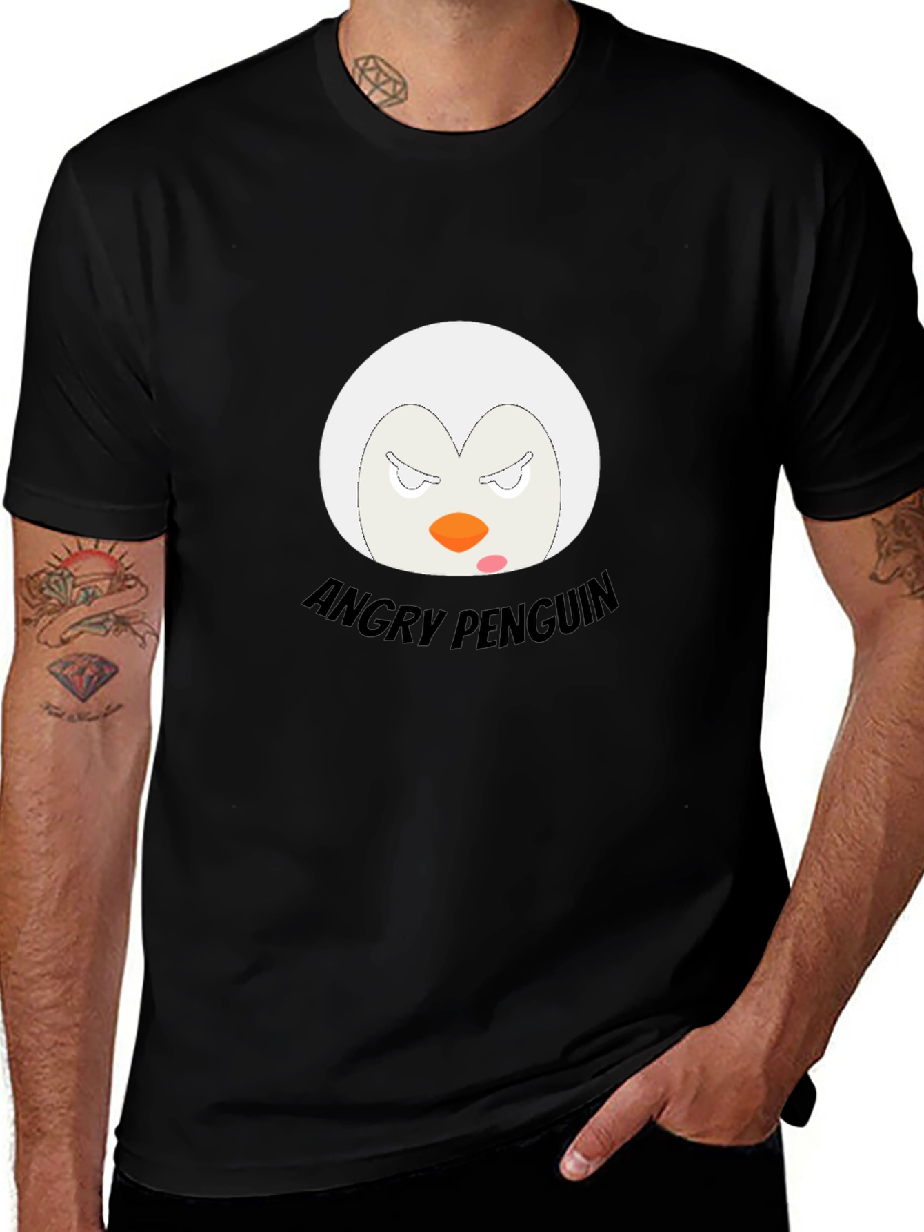 Angry Penguin Graphic T-Shirt - Black Cotton Tee