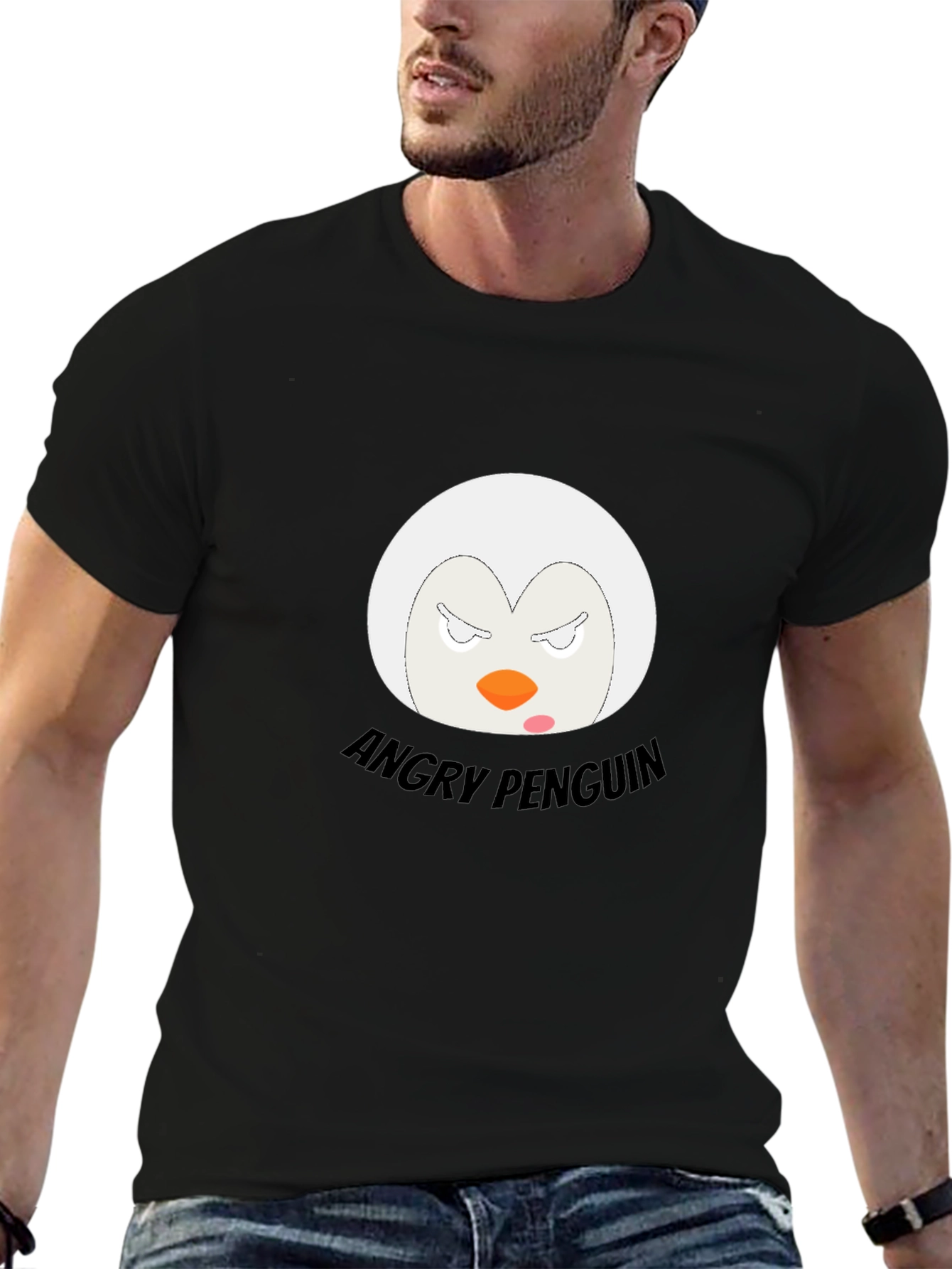 Angry Penguin Graphic T-Shirt - Black Cotton Tee