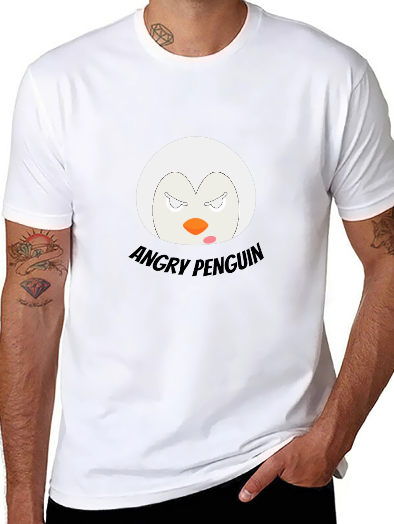 Angry Penguin Graphic T-Shirt - Black Cotton Tee