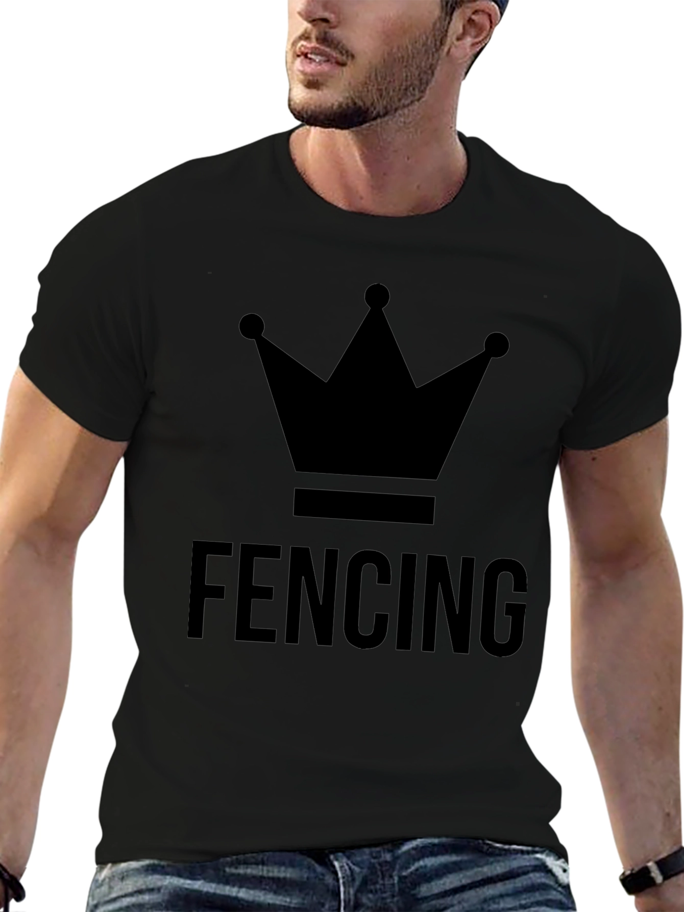 Fencing Crown Graphic T-Shirt - Black