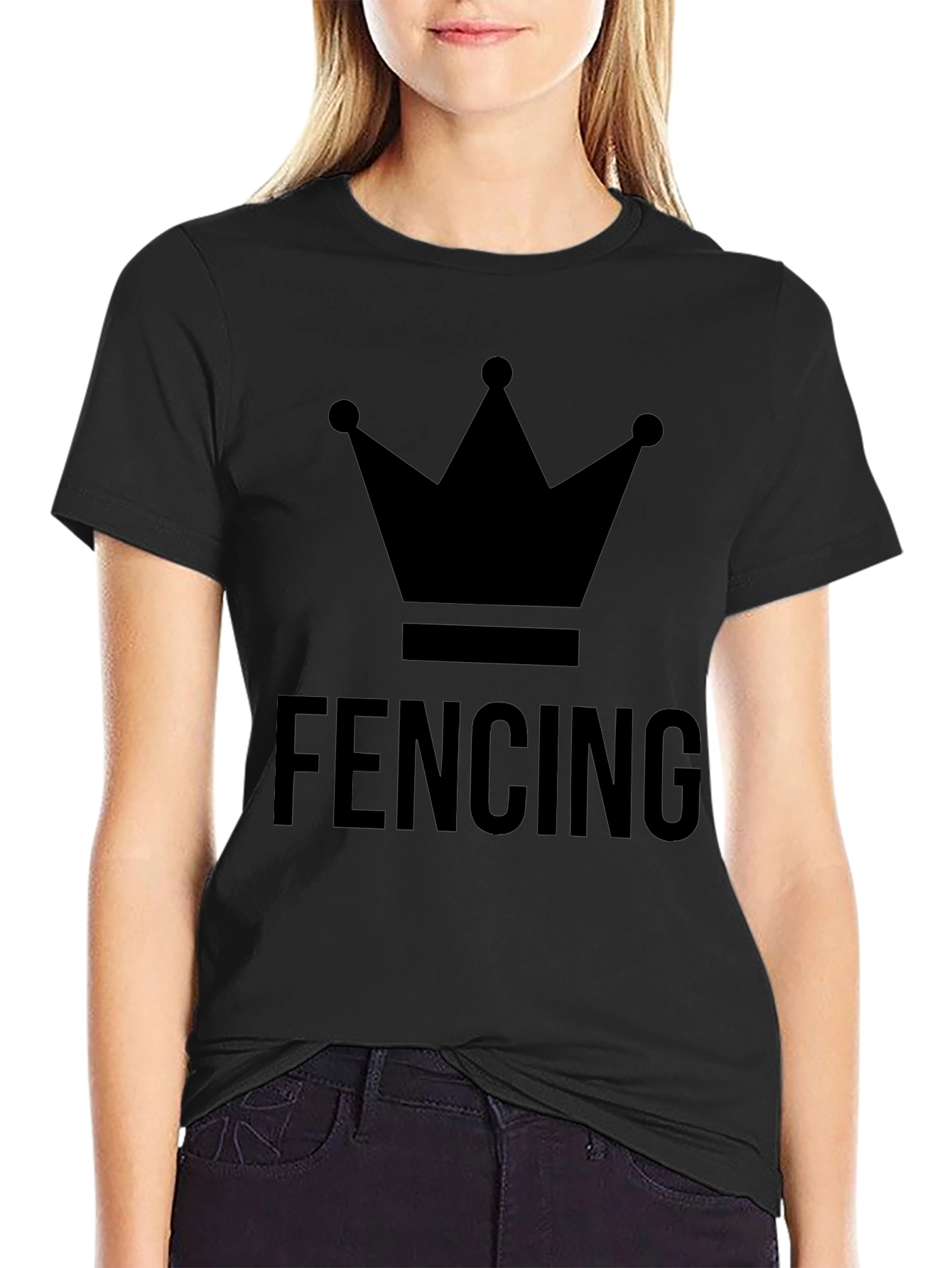 Fencing Crown Graphic T-Shirt - Black