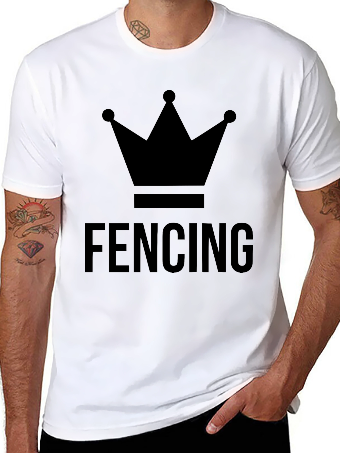 Fencing Crown Graphic T-Shirt - Black