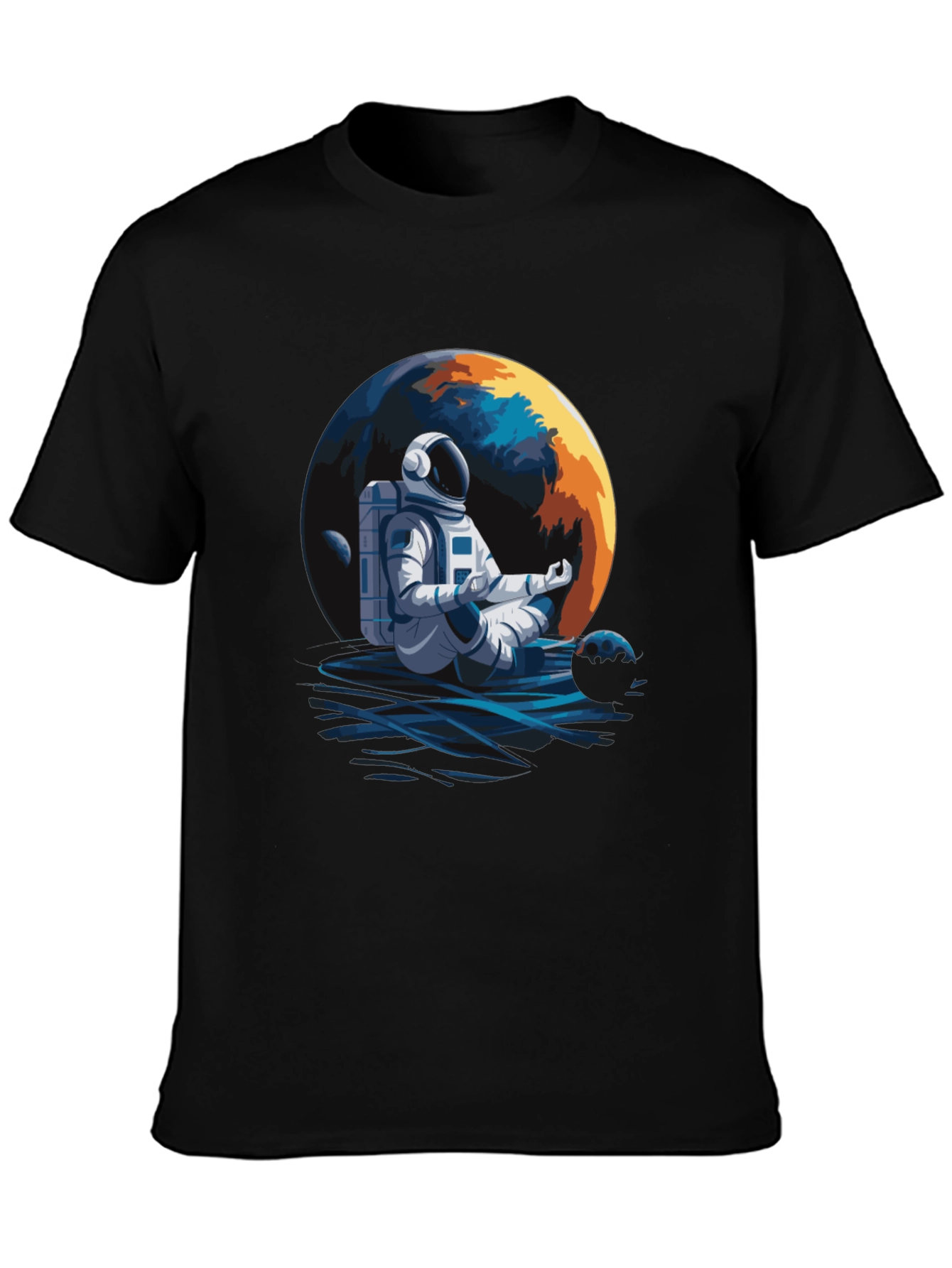 Meditating Astronaut Graphic Tee - Black