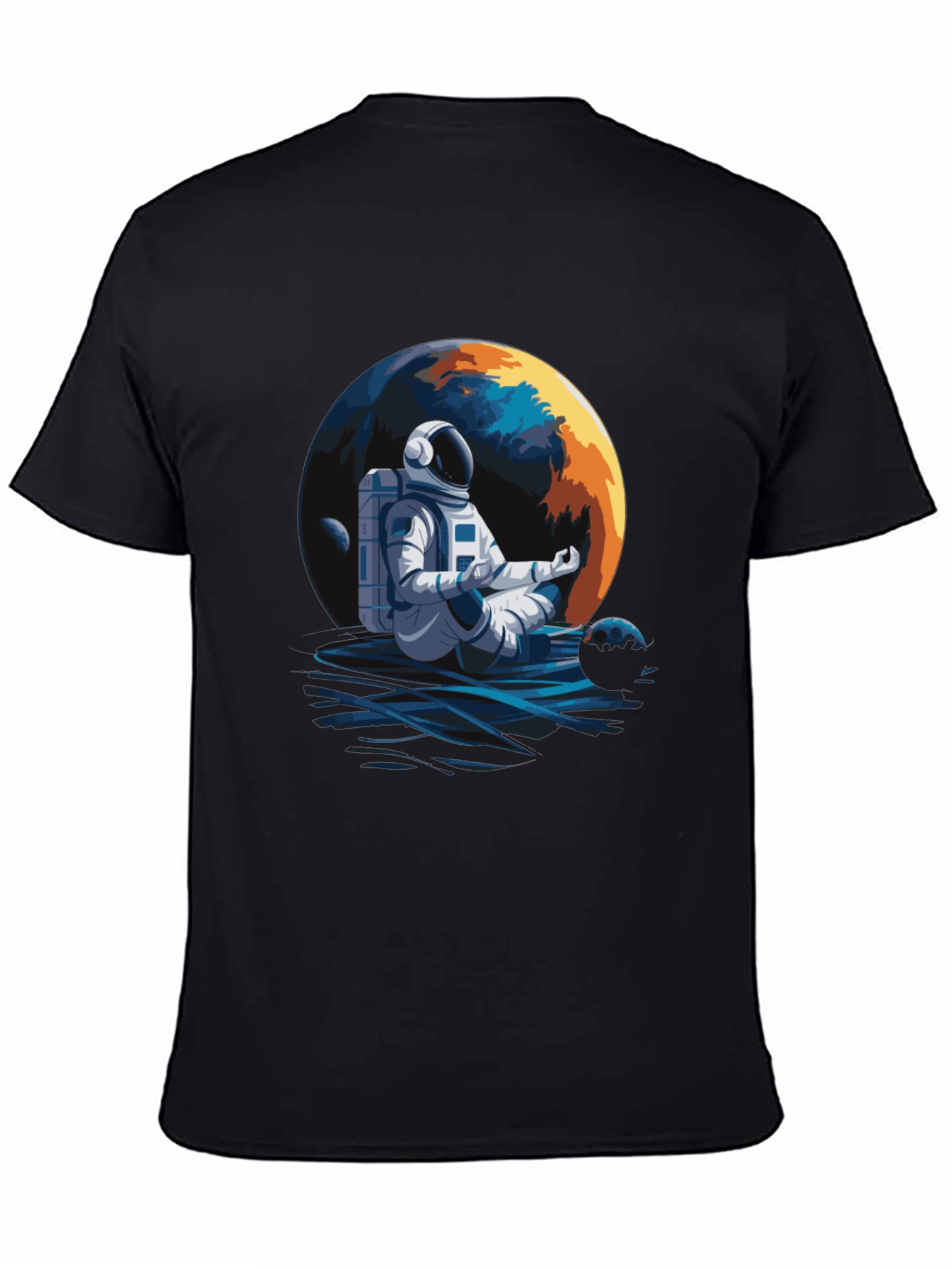 Meditating Astronaut Graphic Tee - Black