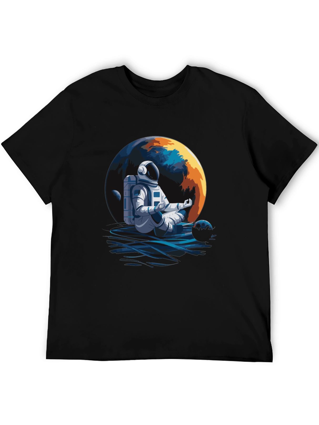 Meditating Astronaut Graphic Tee - Black
