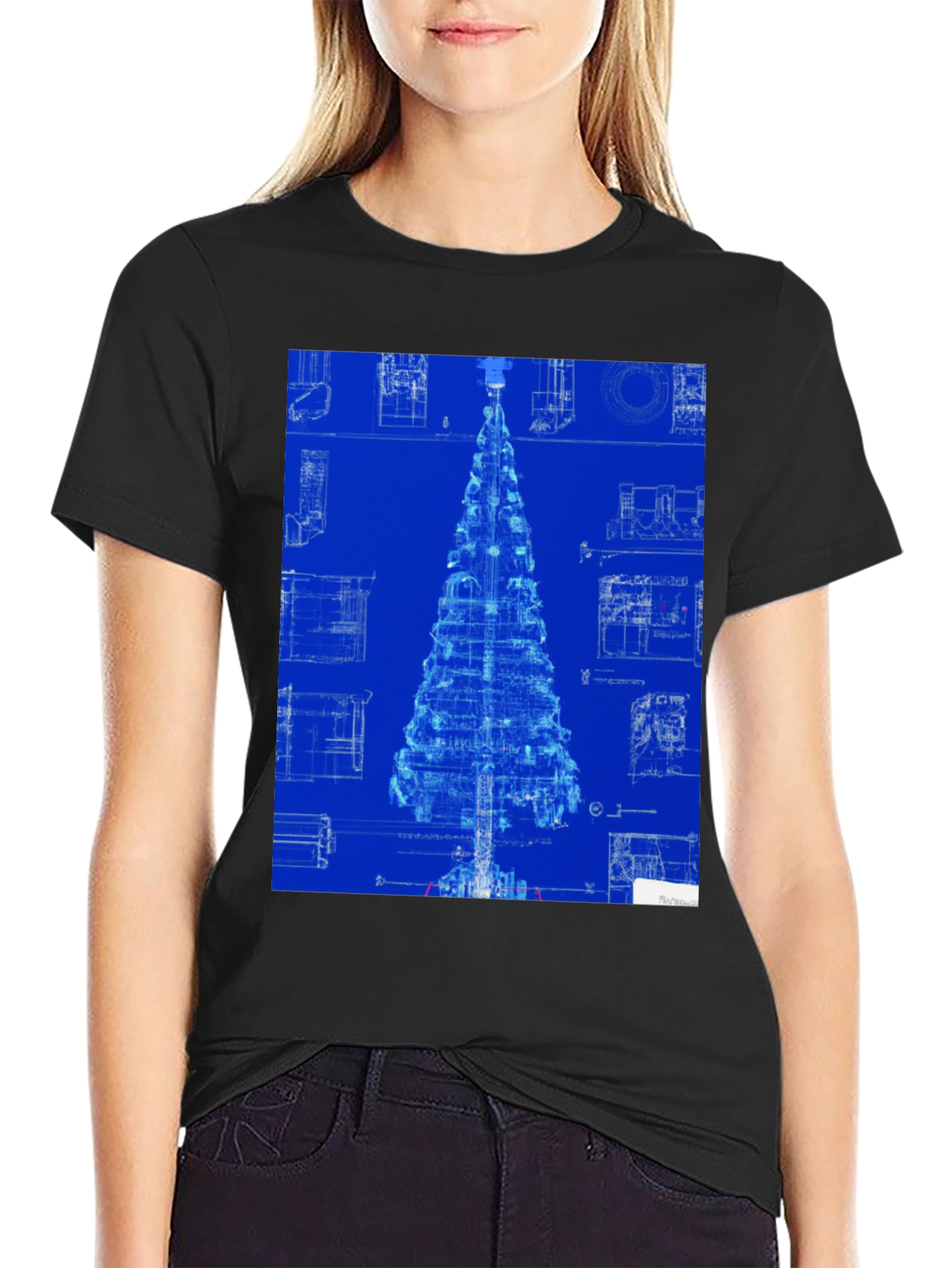 Blueprint Christmas Tree Graphic Tee