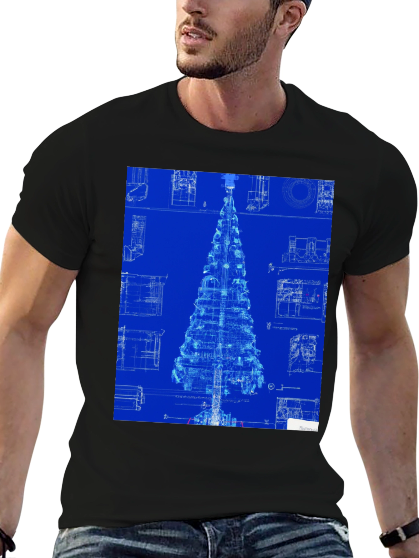 Blueprint Christmas Tree Graphic Tee