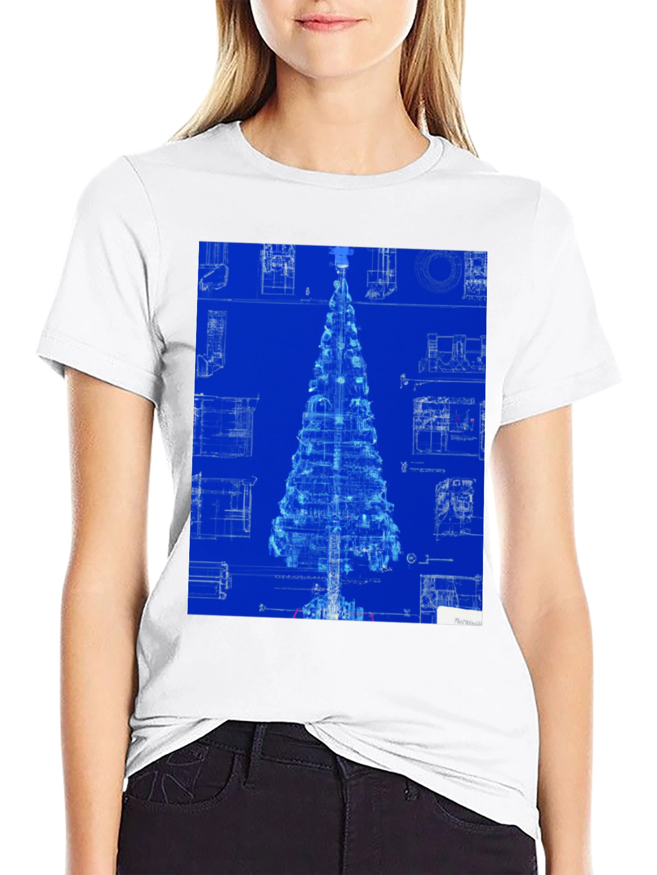 Blueprint Christmas Tree Graphic Tee