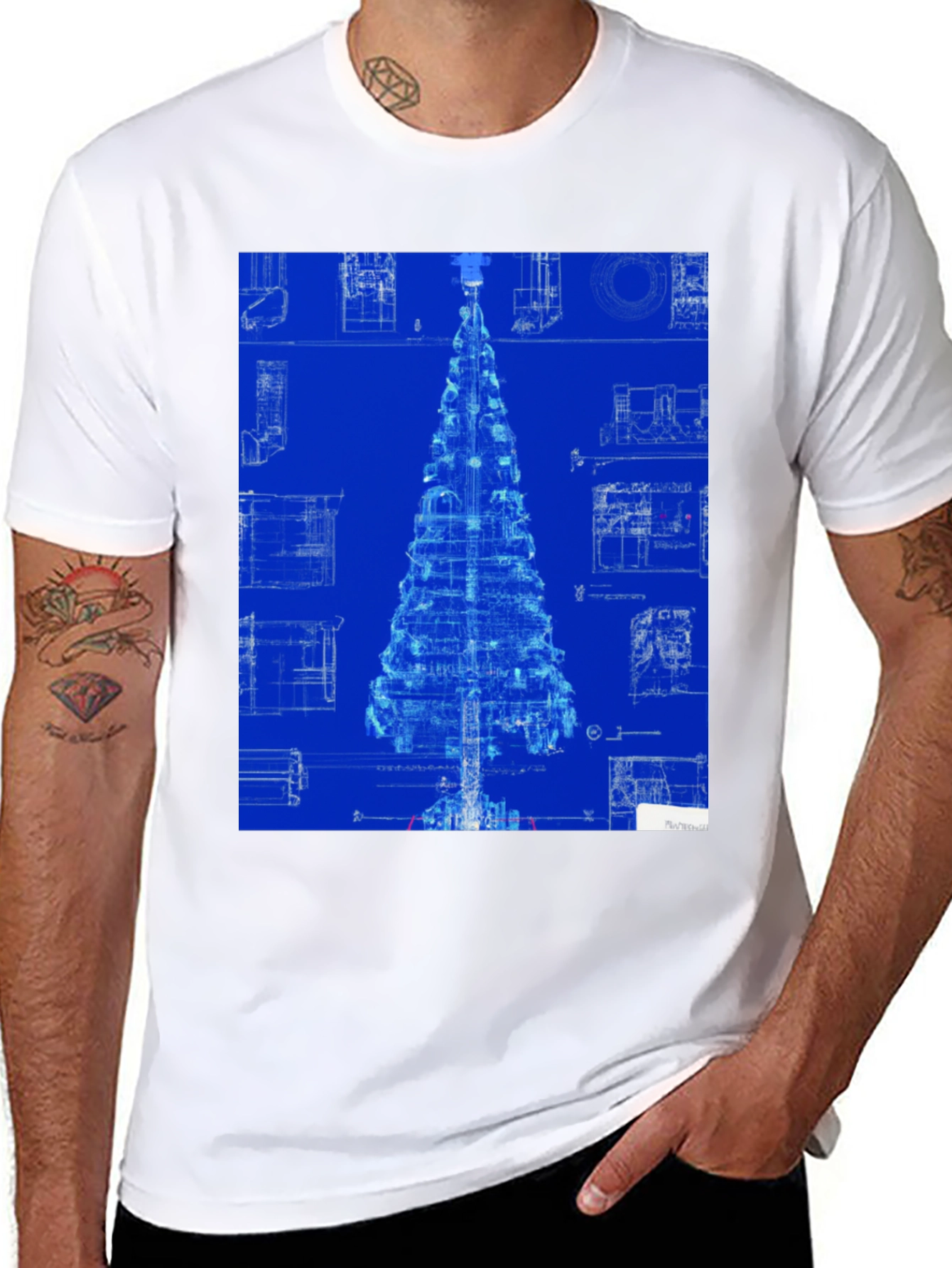 Blueprint Christmas Tree Graphic Tee