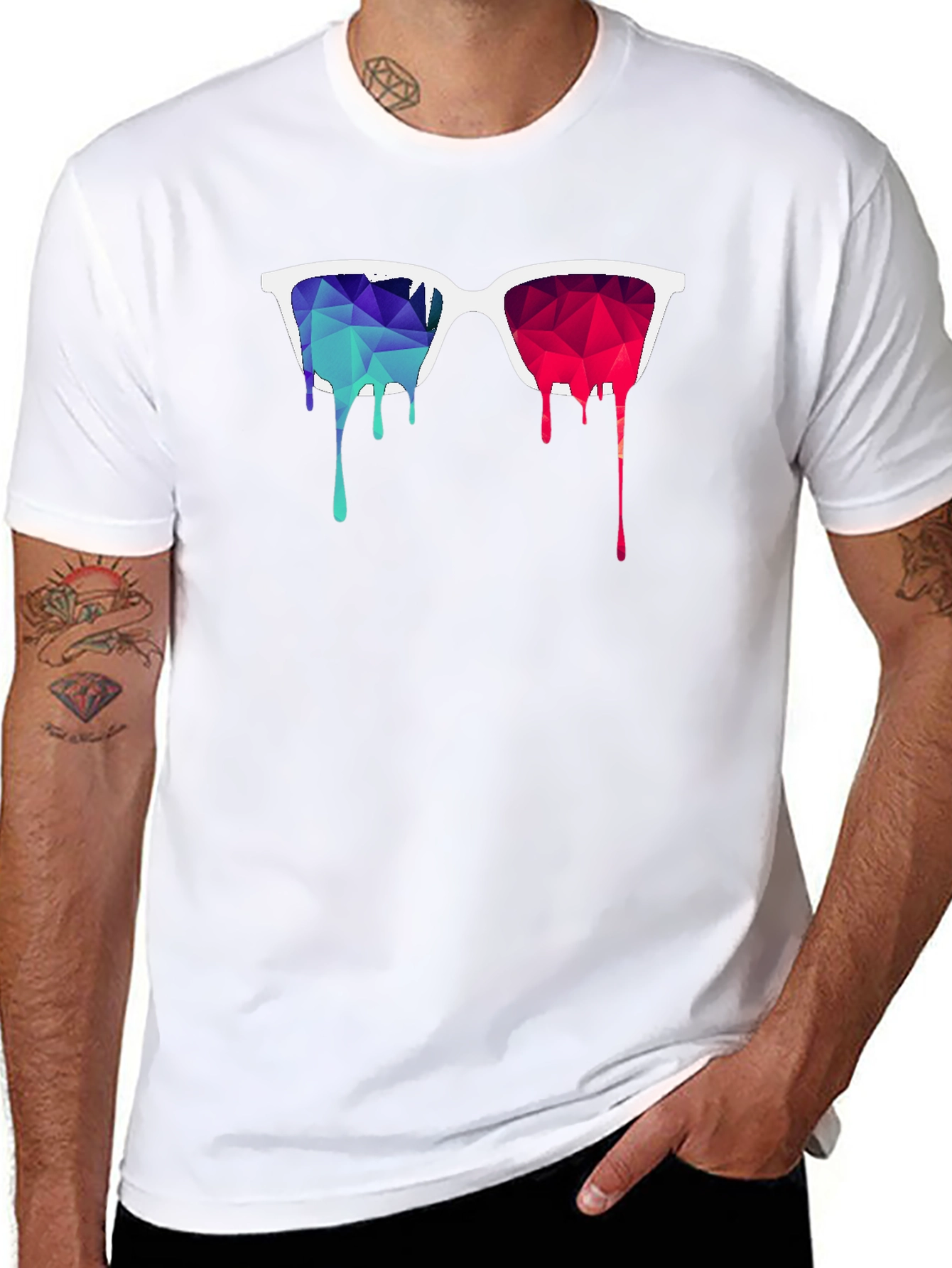 Geometric Dripping Sunglasses Graphic Tee