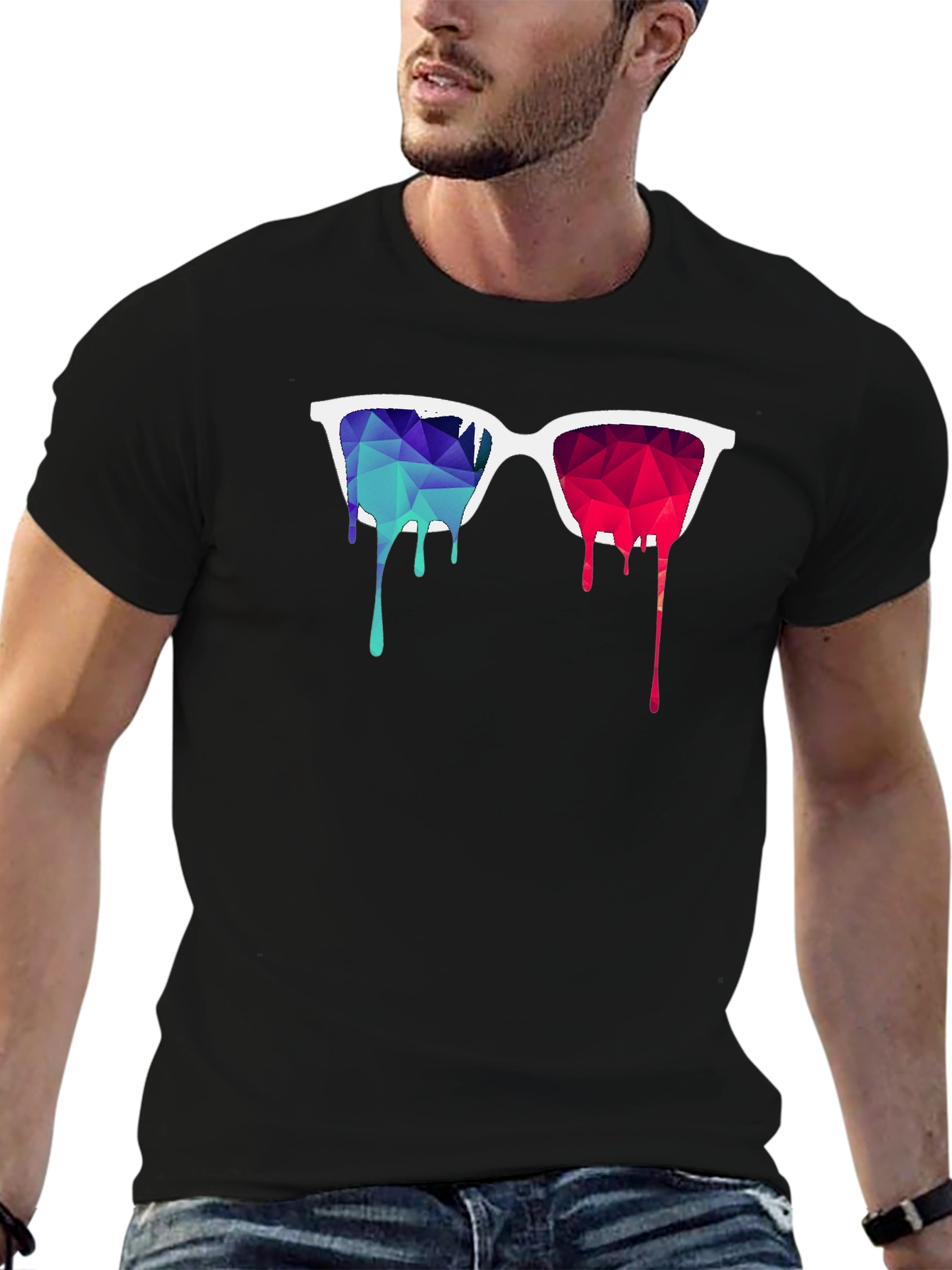 Geometric Dripping Sunglasses Graphic Tee