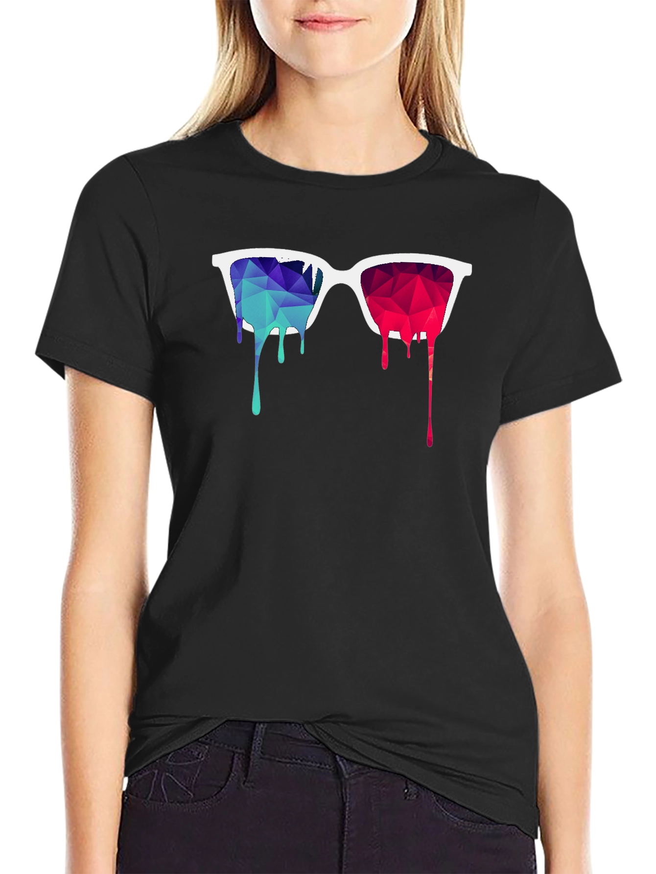 Geometric Dripping Sunglasses Graphic Tee